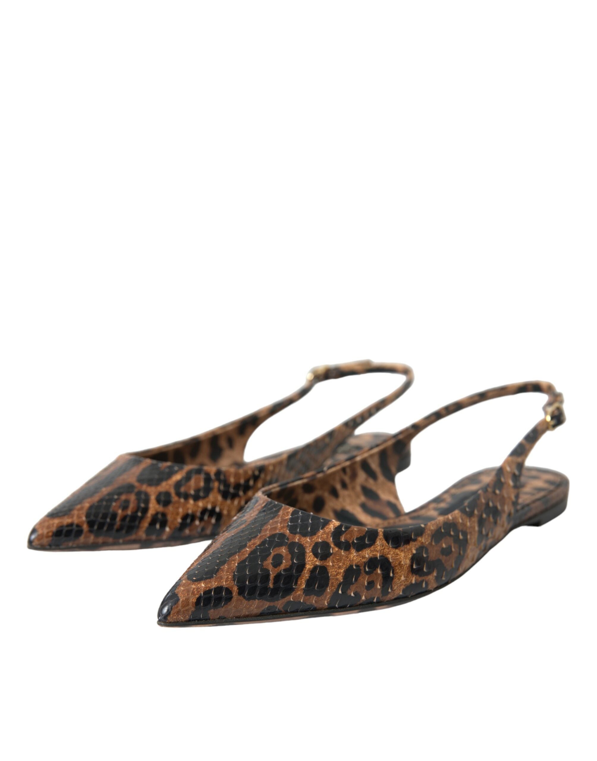 Chaussures à bride arrière en peau exotique léopard marron Dolce &amp; Gabbana