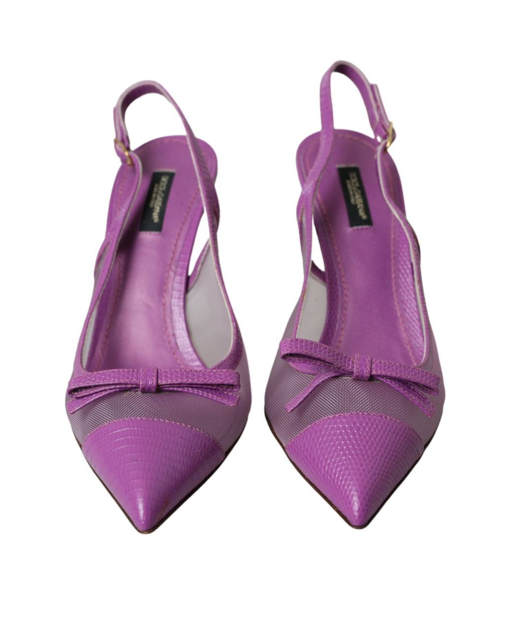 Dolce &amp; Gabbana Lila Leder Mesh High Heels Slingback-Schuhe