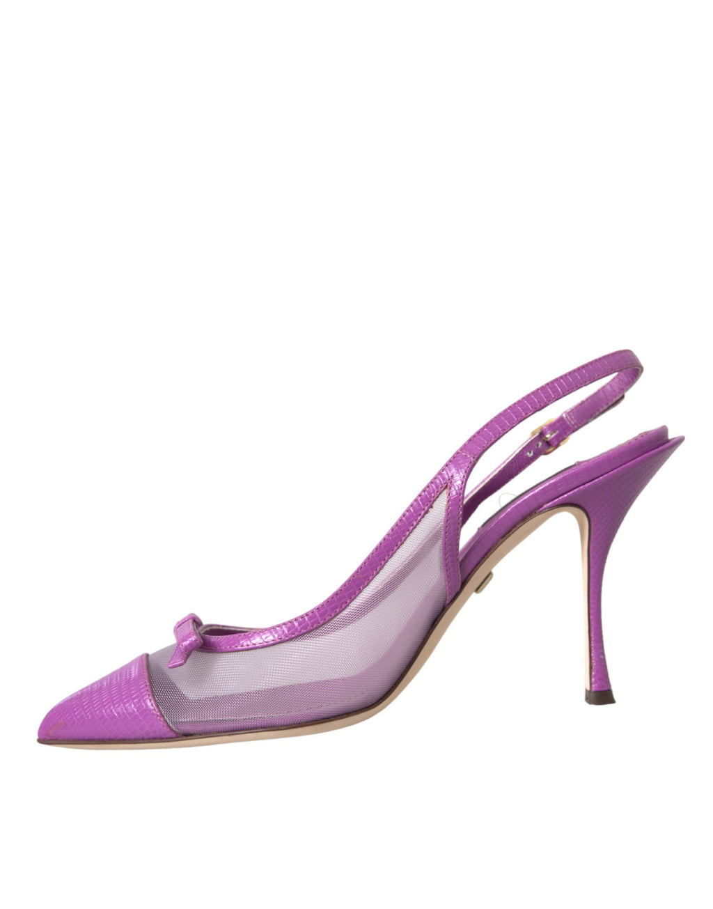 Dolce &amp; Gabbana Lila Leder Mesh High Heels Slingback-Schuhe