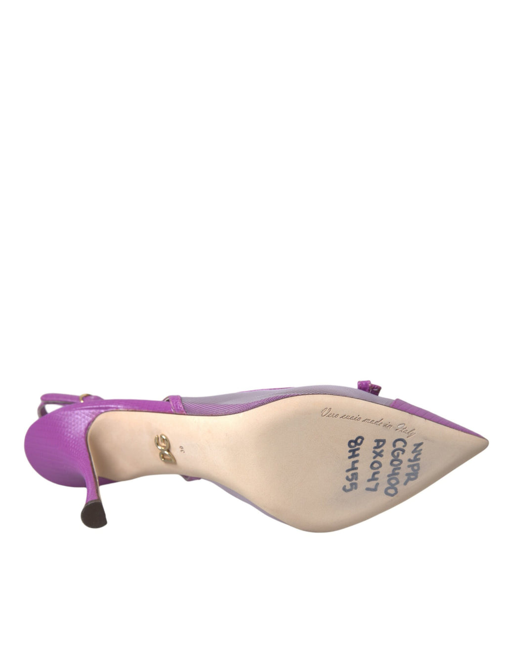 Dolce &amp; Gabbana Lila Leder Mesh High Heels Slingback-Schuhe