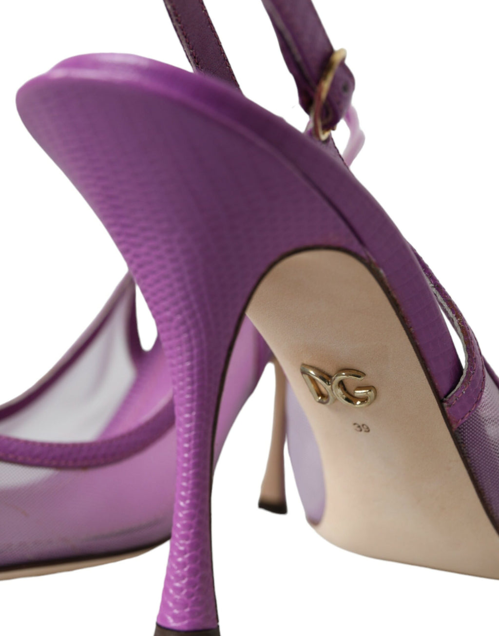 Dolce &amp; Gabbana Lila Leder Mesh High Heels Slingback-Schuhe