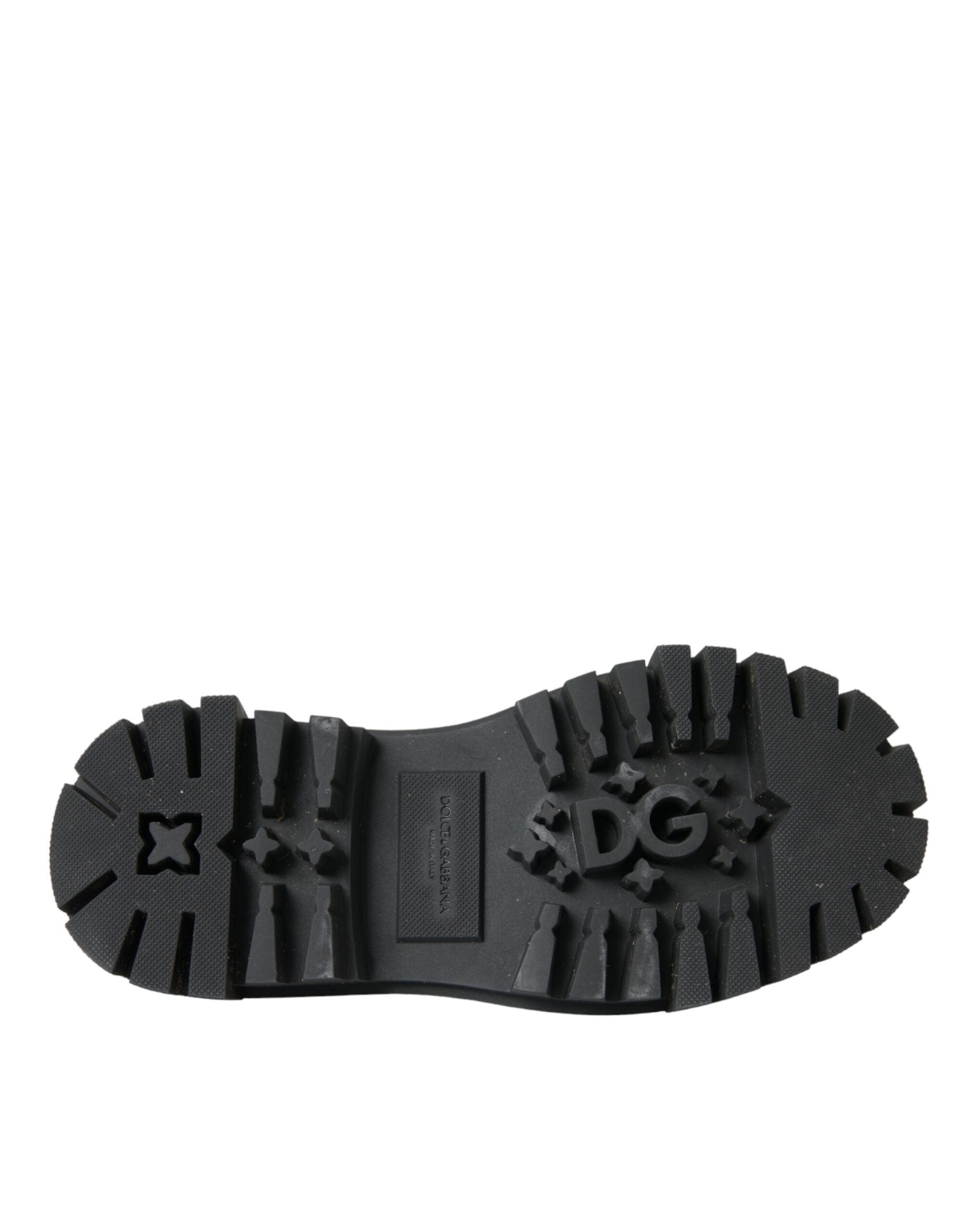 Dolce &amp; Gabbana – Trekking-Derby-Schuhe aus schwarzem Leder mit Verzierung