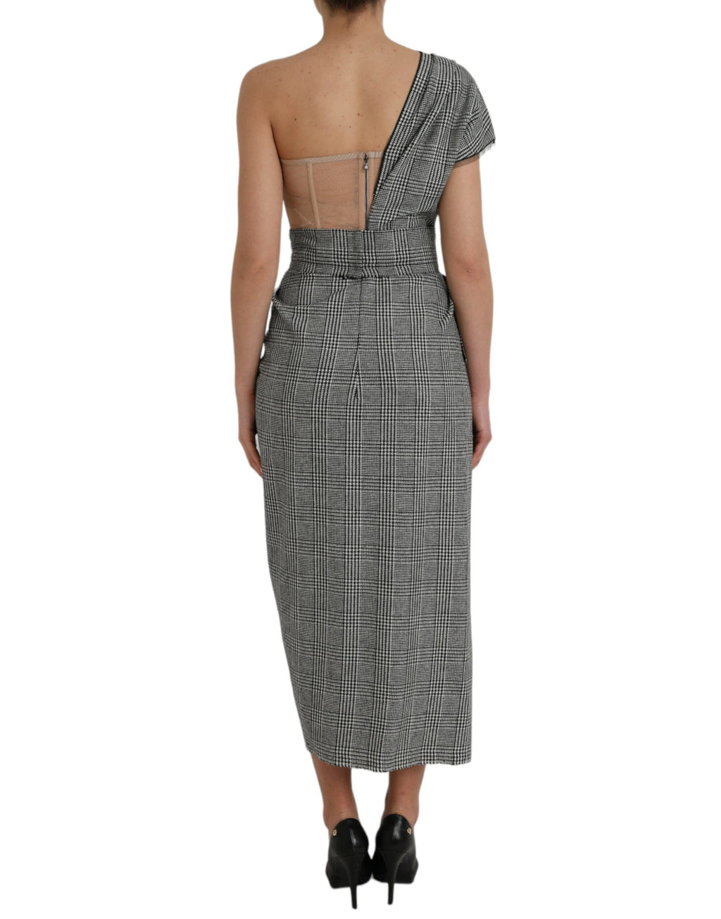 Robe longue asymétrique superposée grise et beige Dolce &amp; Gabbana