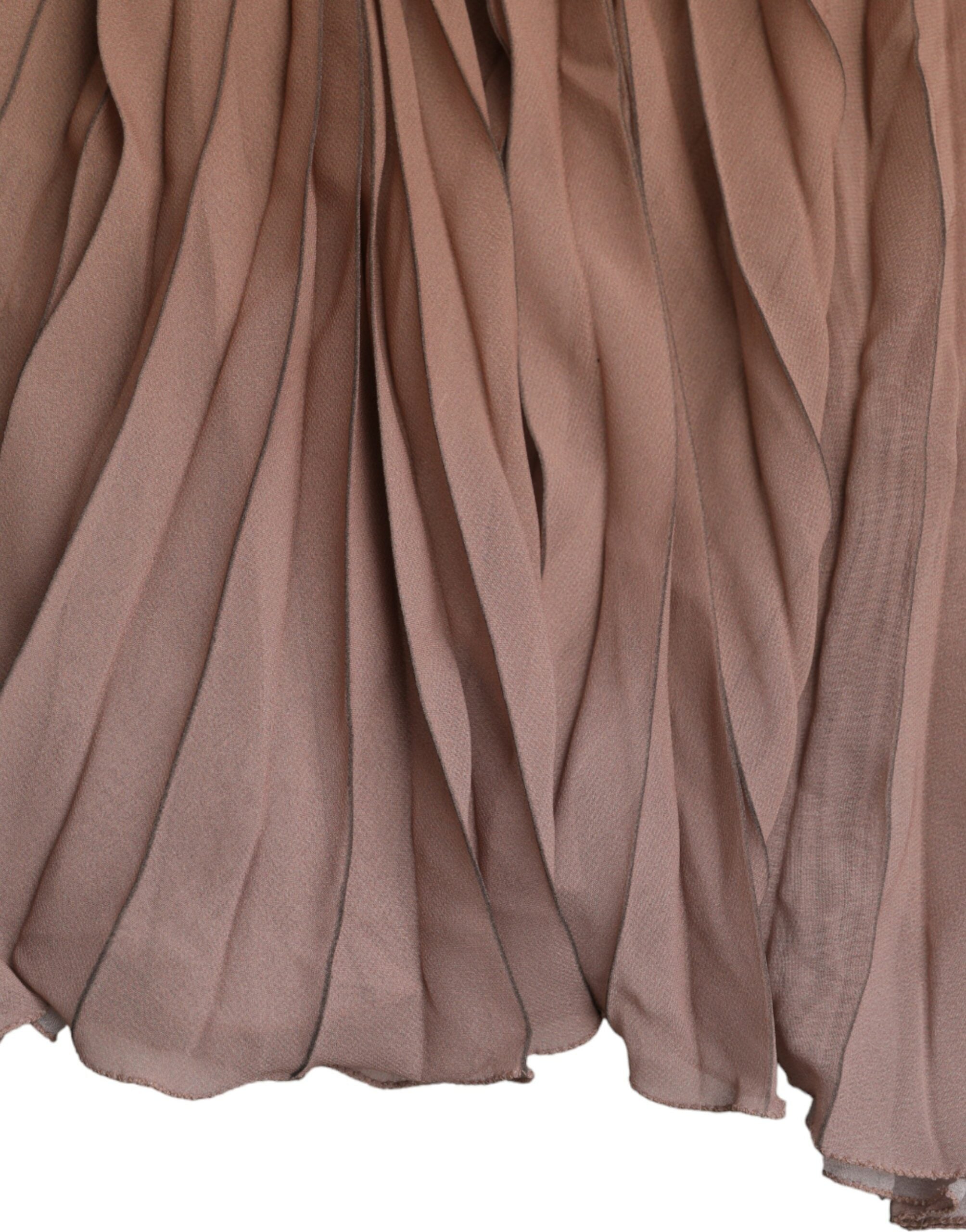 Jupe midi plissée taille haute en polyester marron Dolce &amp; Gabbana