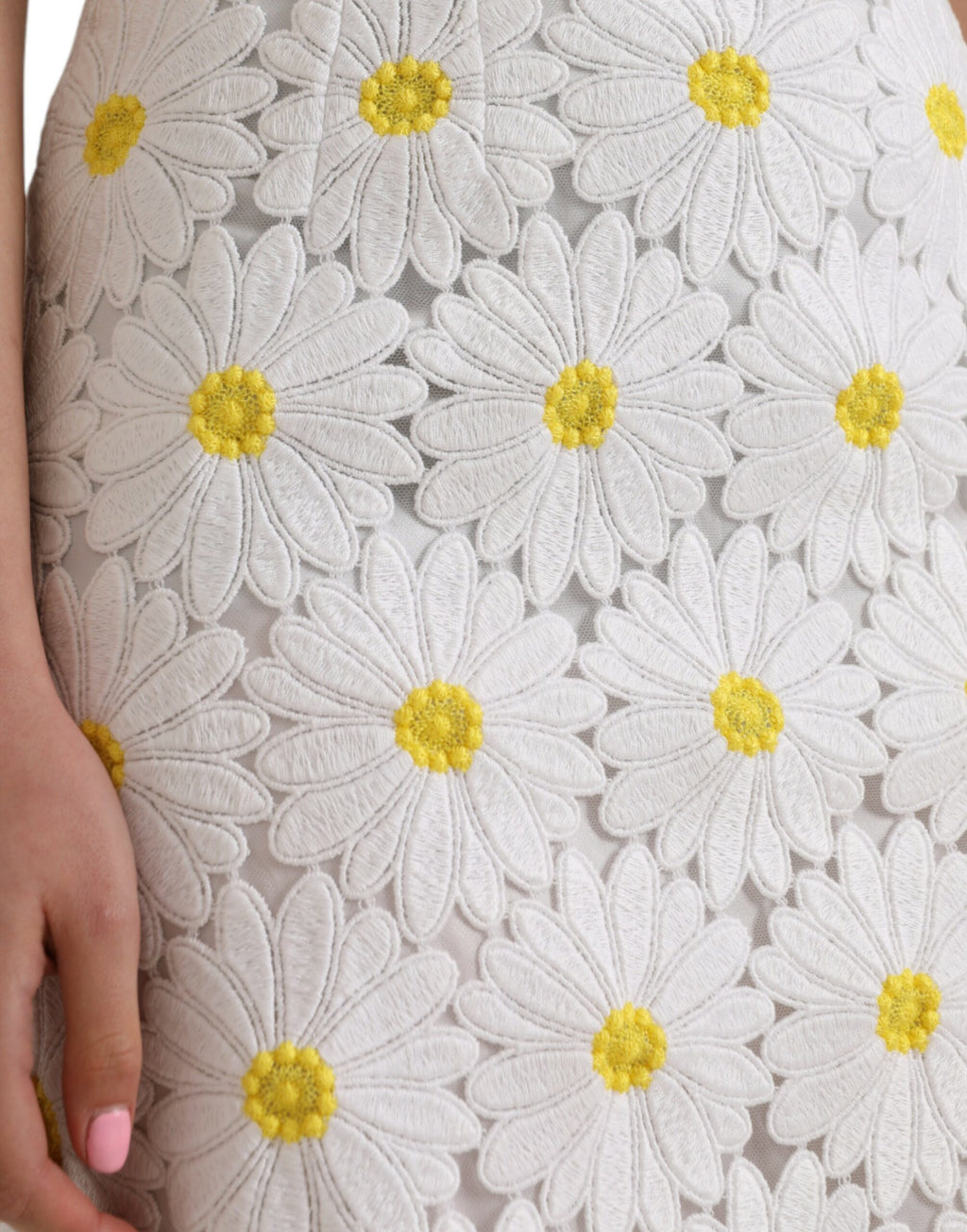 Jupe crayon droite en dentelle florale blanche Dolce &amp; Gabbana