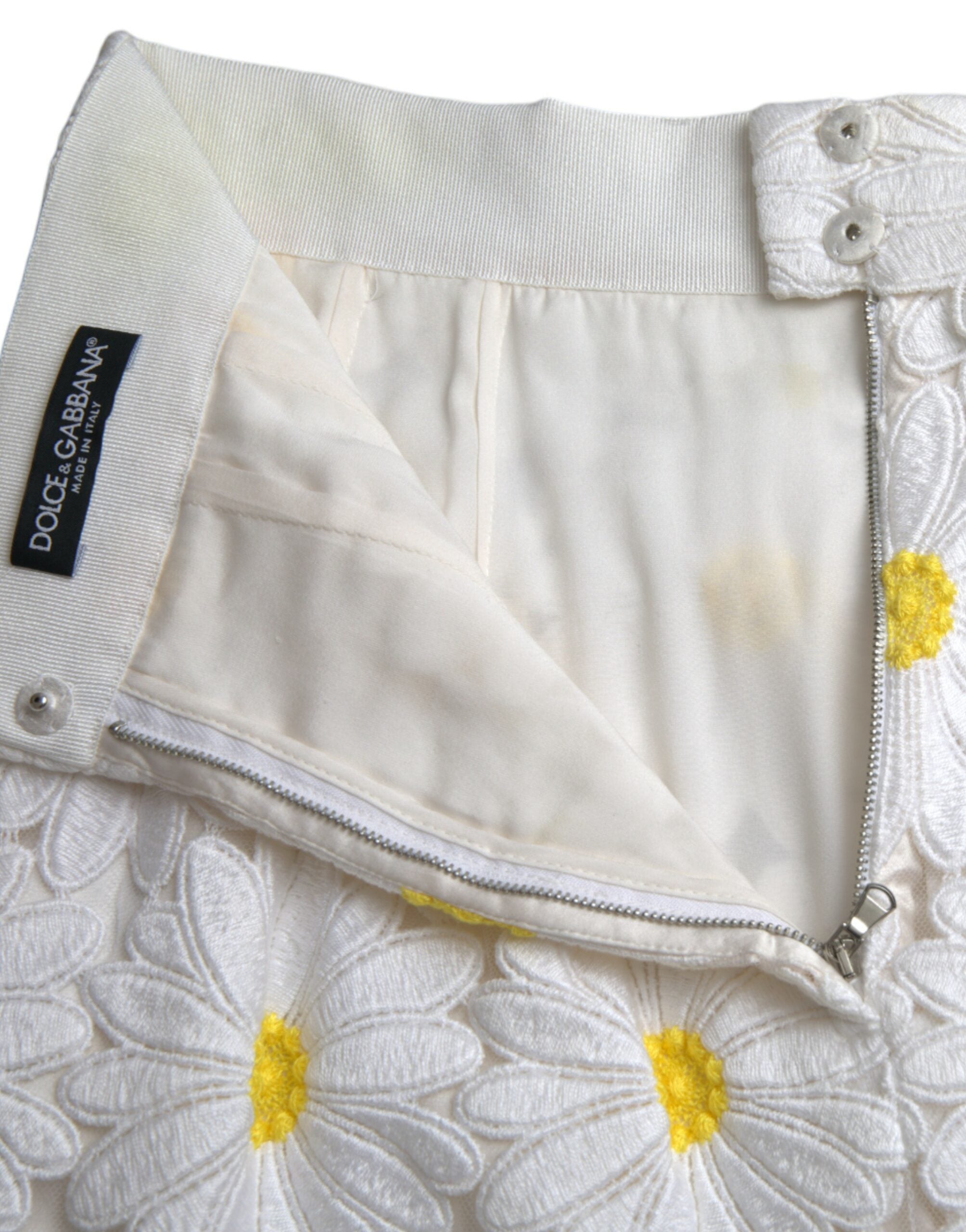 Jupe crayon droite en dentelle florale blanche Dolce &amp; Gabbana