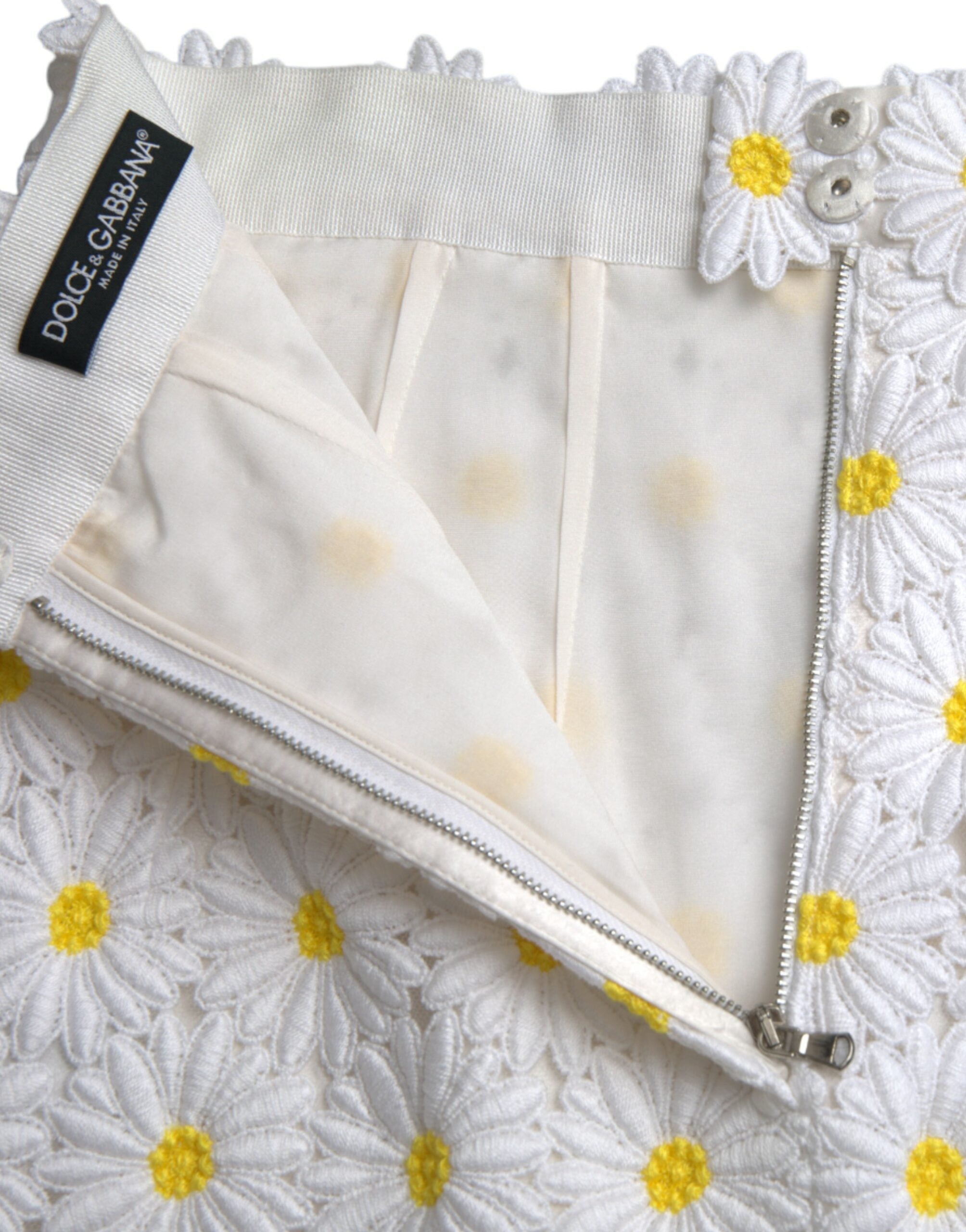Mini-jupe trapèze blanche à fleurs Dolce &amp; Gabbana