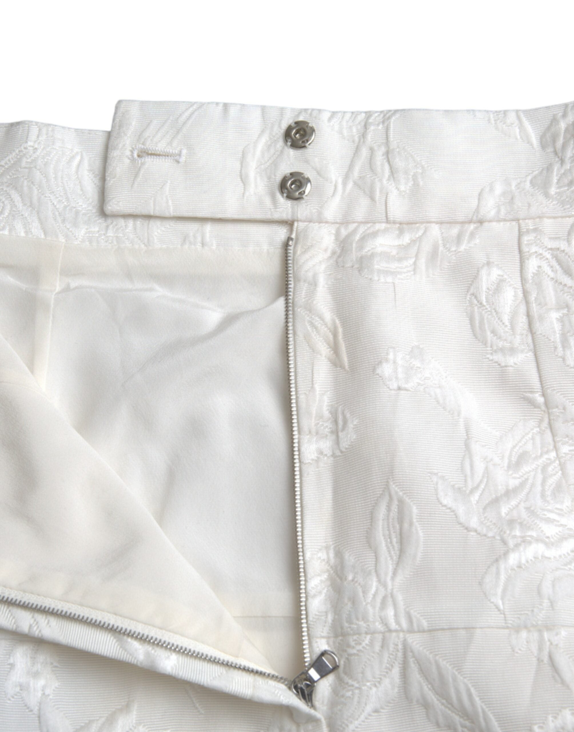 Mini-jupe à ornements en brocart floral blanc Dolce &amp; Gabbana