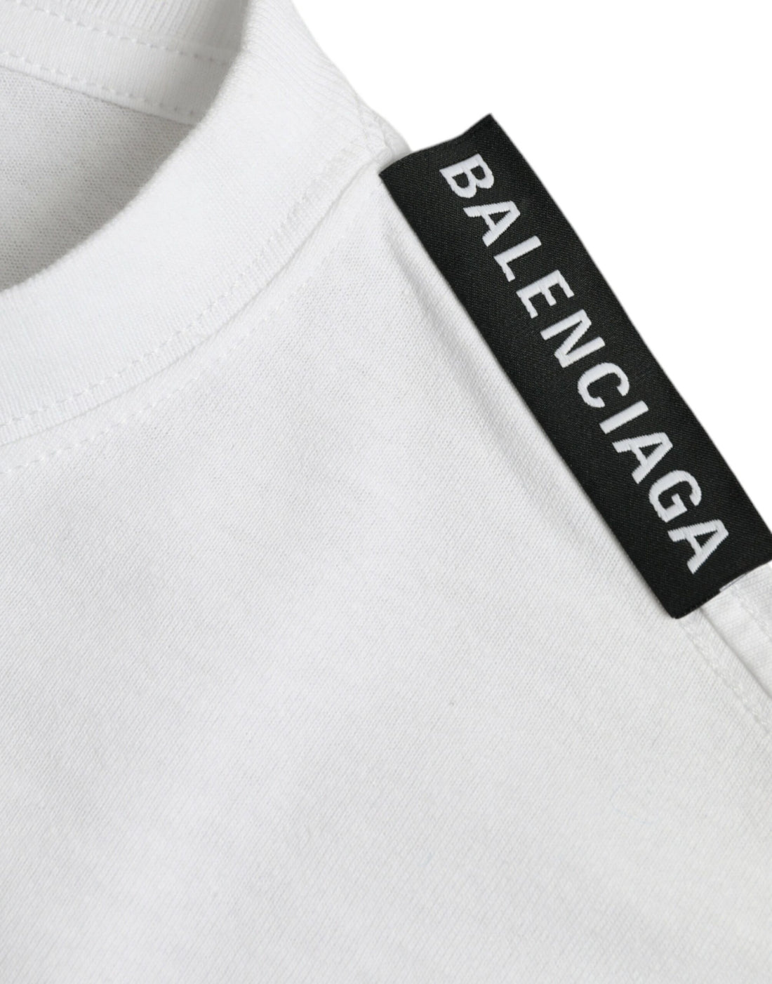 Balenciaga – T-Shirt aus Baumwolljersey mit Rundhalsausschnitt in Off-White
