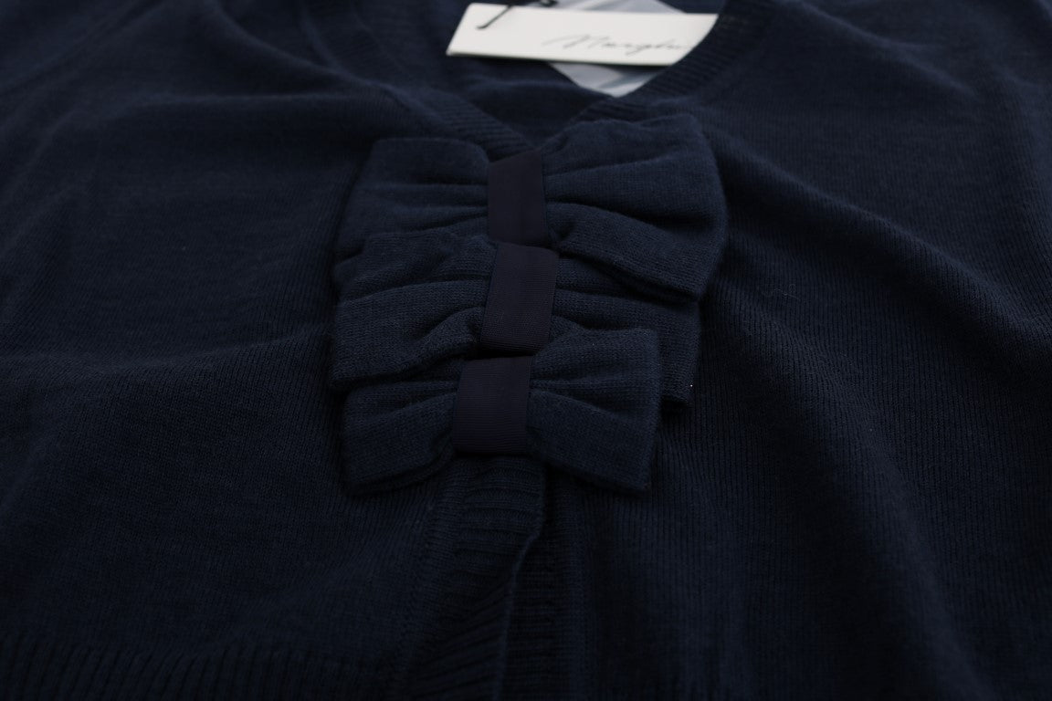 MARGHI LO‘ Eleganter blauer Cardigan-Pullover aus Wolle