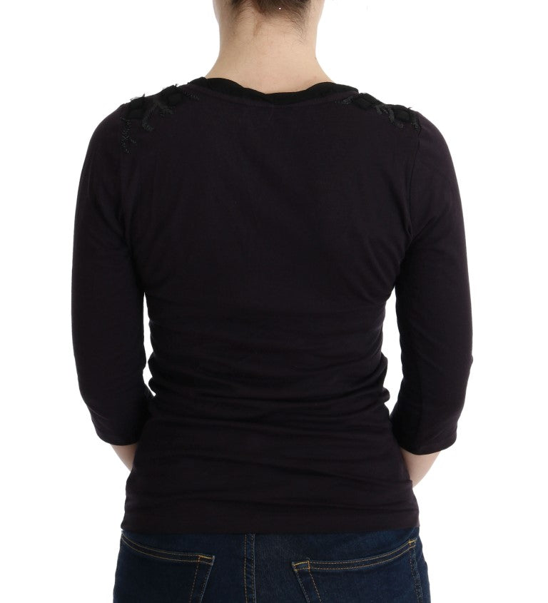 Costume National – Elegantes, violettes Blusen-T-Shirt mit V-Ausschnitt
