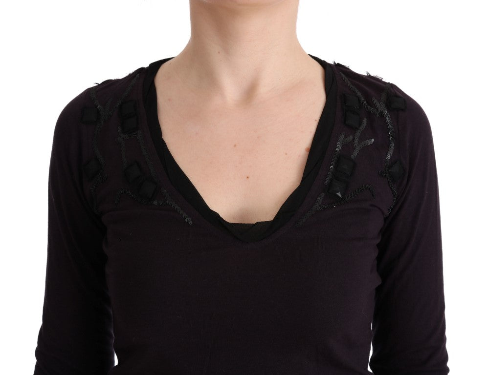 Costume National – Elegantes, violettes Blusen-T-Shirt mit V-Ausschnitt