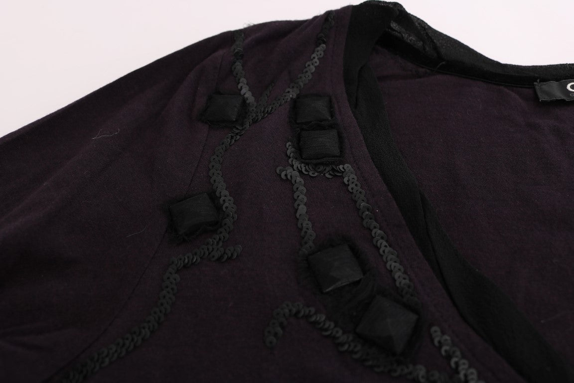 Costume National – Elegantes, violettes Blusen-T-Shirt mit V-Ausschnitt
