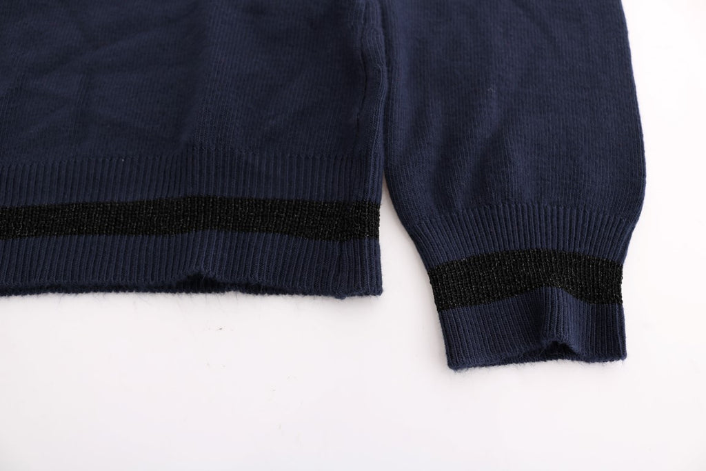 Costume National – Eleganter blauer Pullover mit V-Ausschnitt