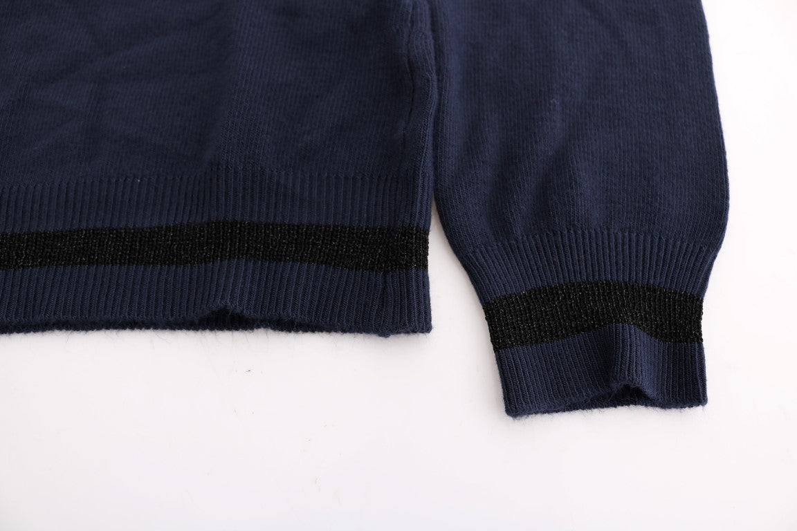 Costume National – Eleganter blauer Pullover mit V-Ausschnitt