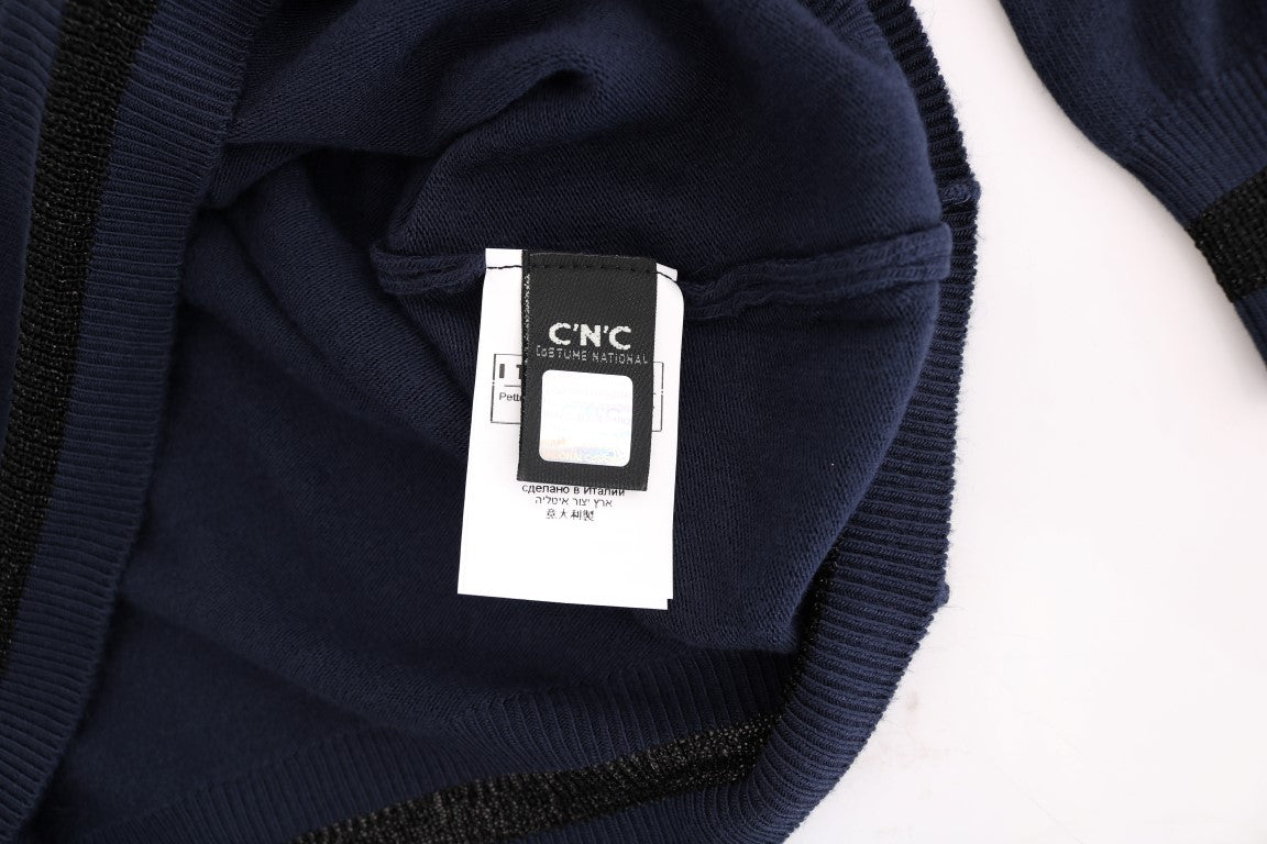 Costume National – Eleganter blauer Pullover mit V-Ausschnitt