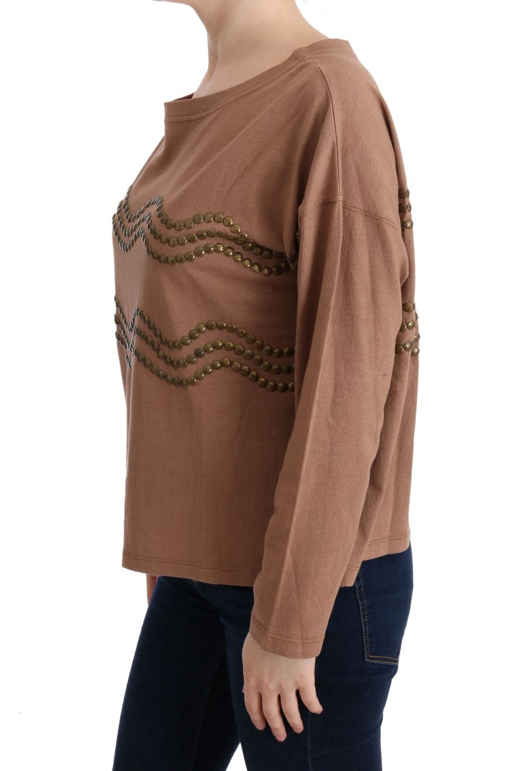 Pull ras du cou en coton marron chic John Galliano