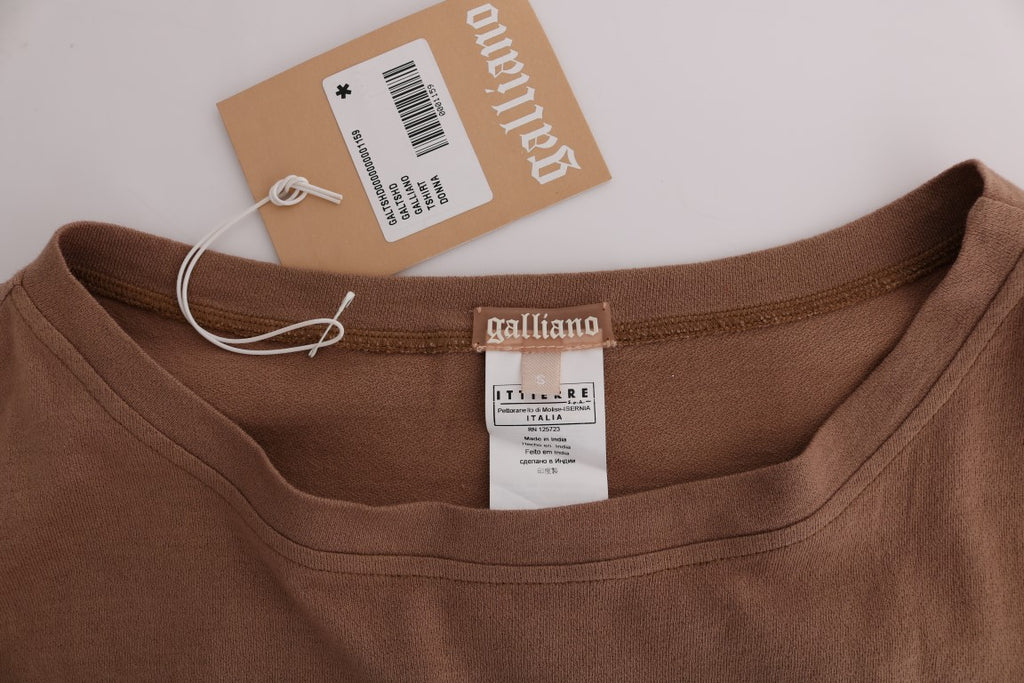 Pull ras du cou en coton marron chic John Galliano