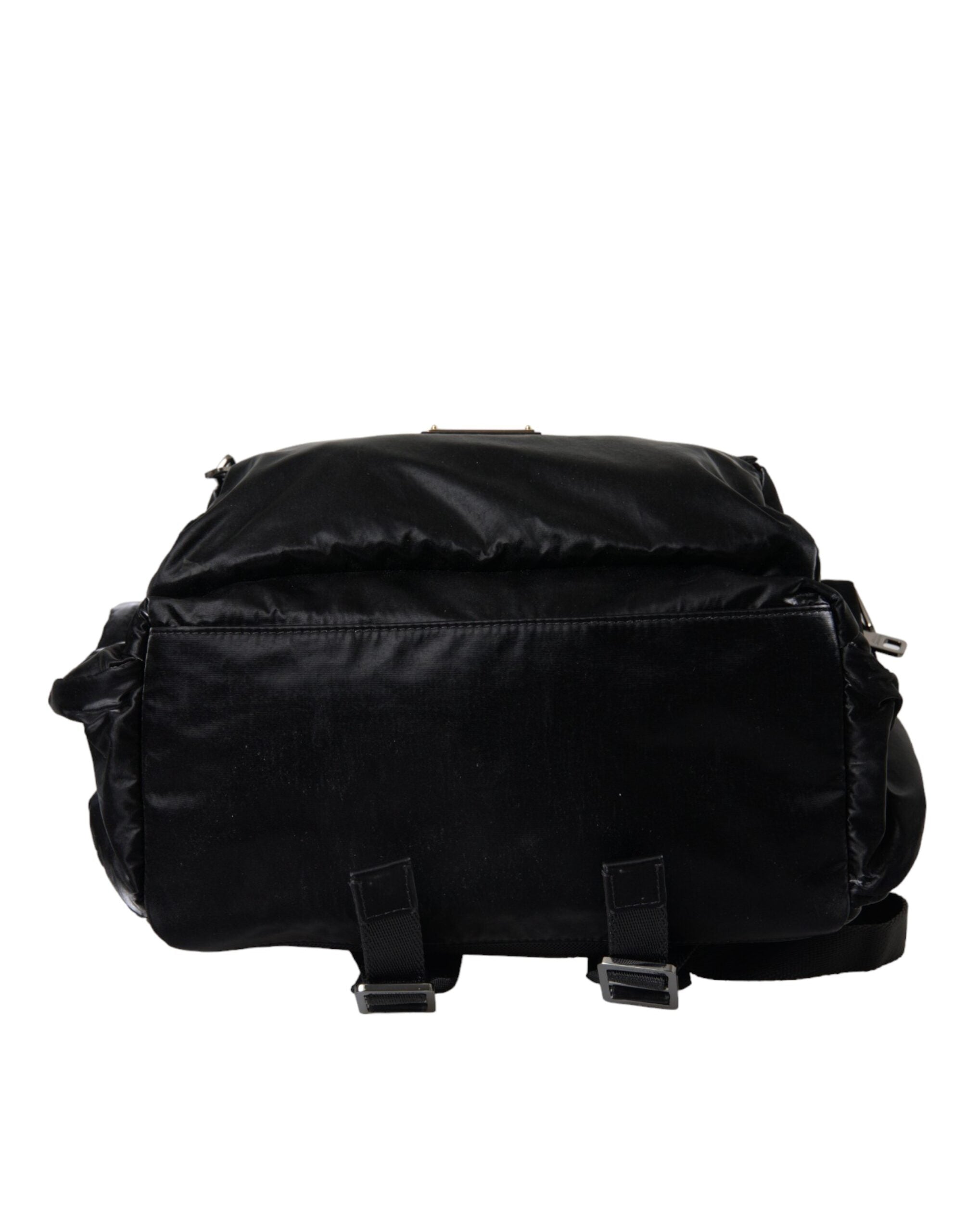Sac à dos Dolce &amp; Gabbana en cuir verni noir avec plaque logo