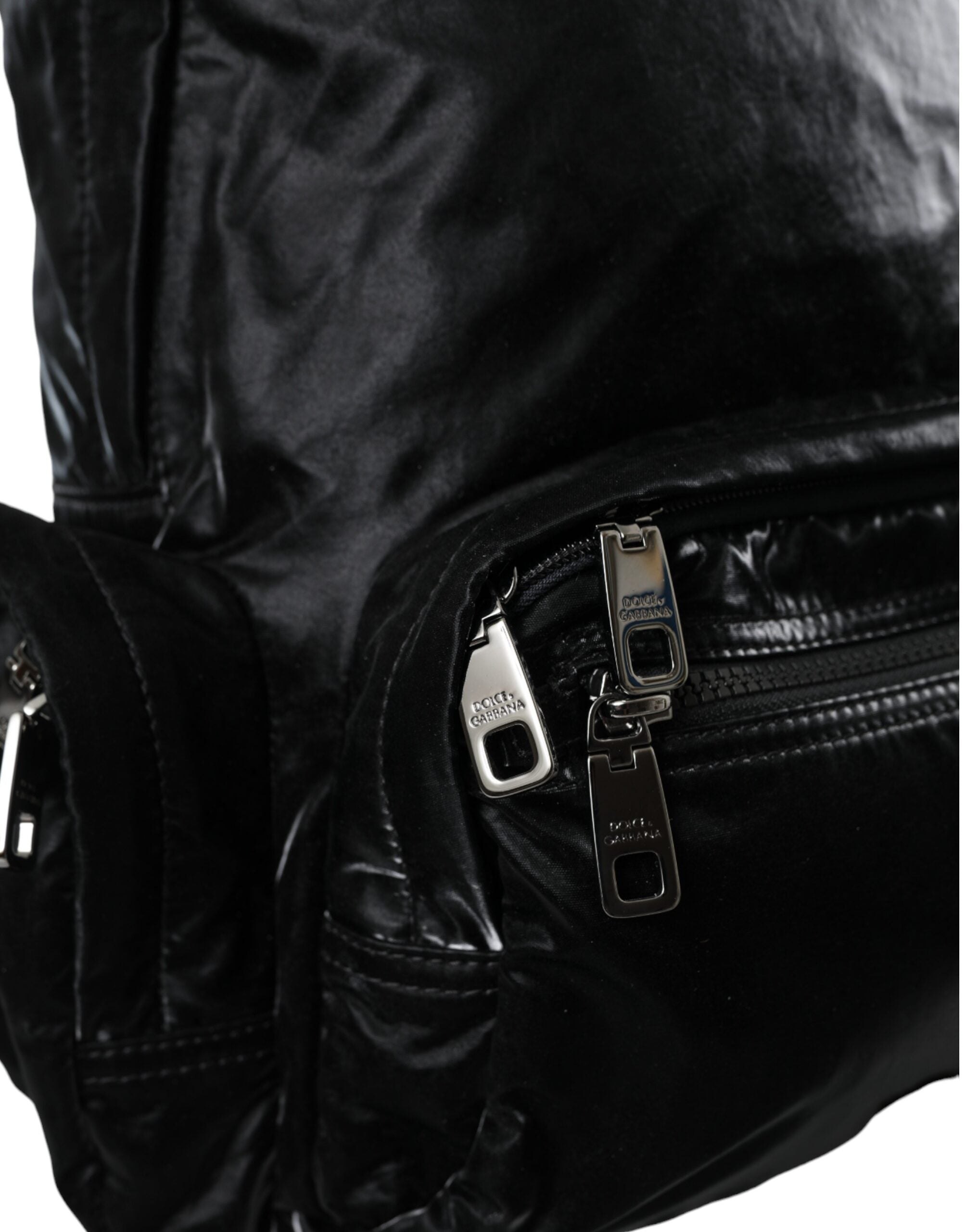 Sac à dos Dolce &amp; Gabbana en cuir verni noir avec plaque logo