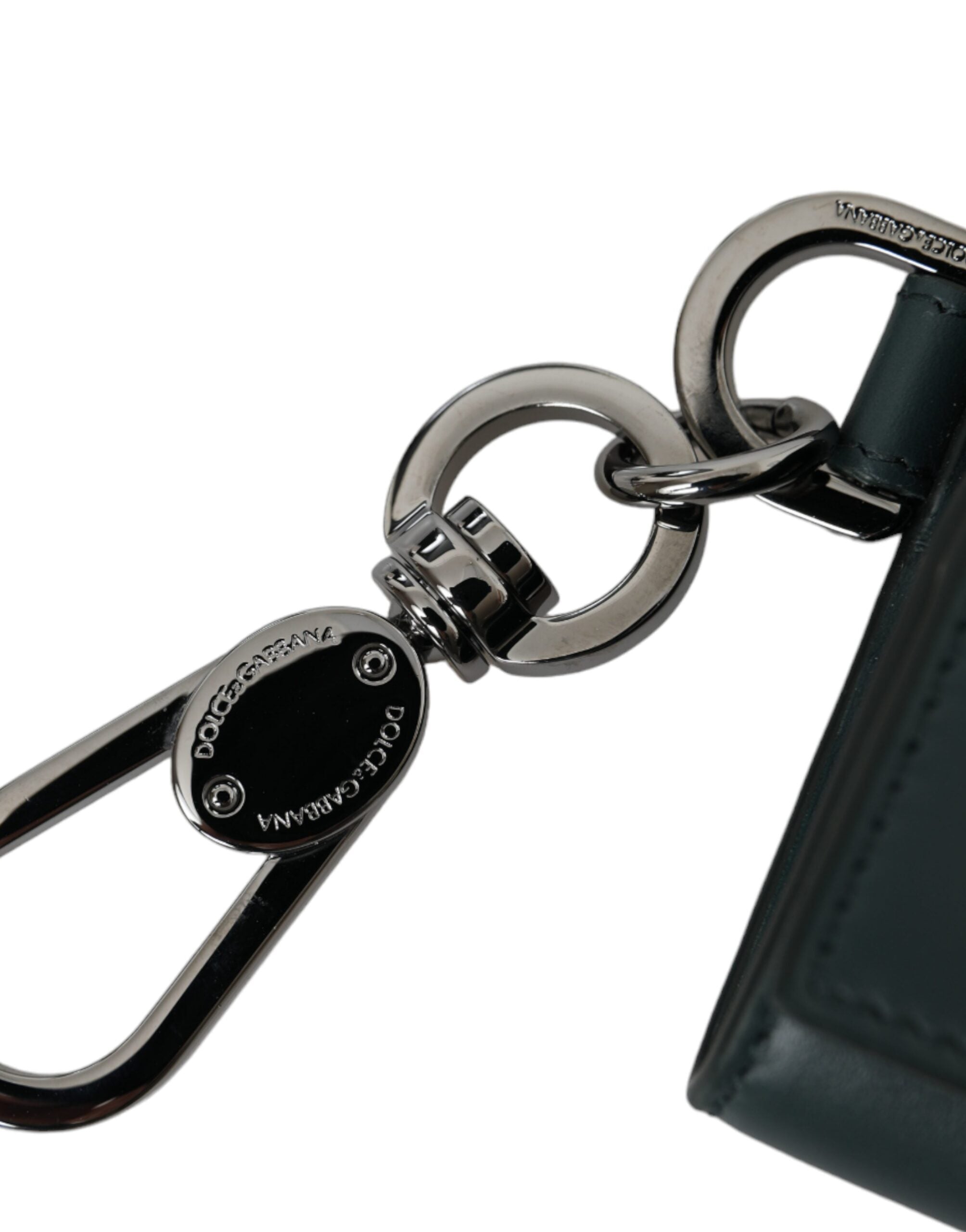 Porte-clés Dolce &amp; Gabbana en cuir vert avec logo DG