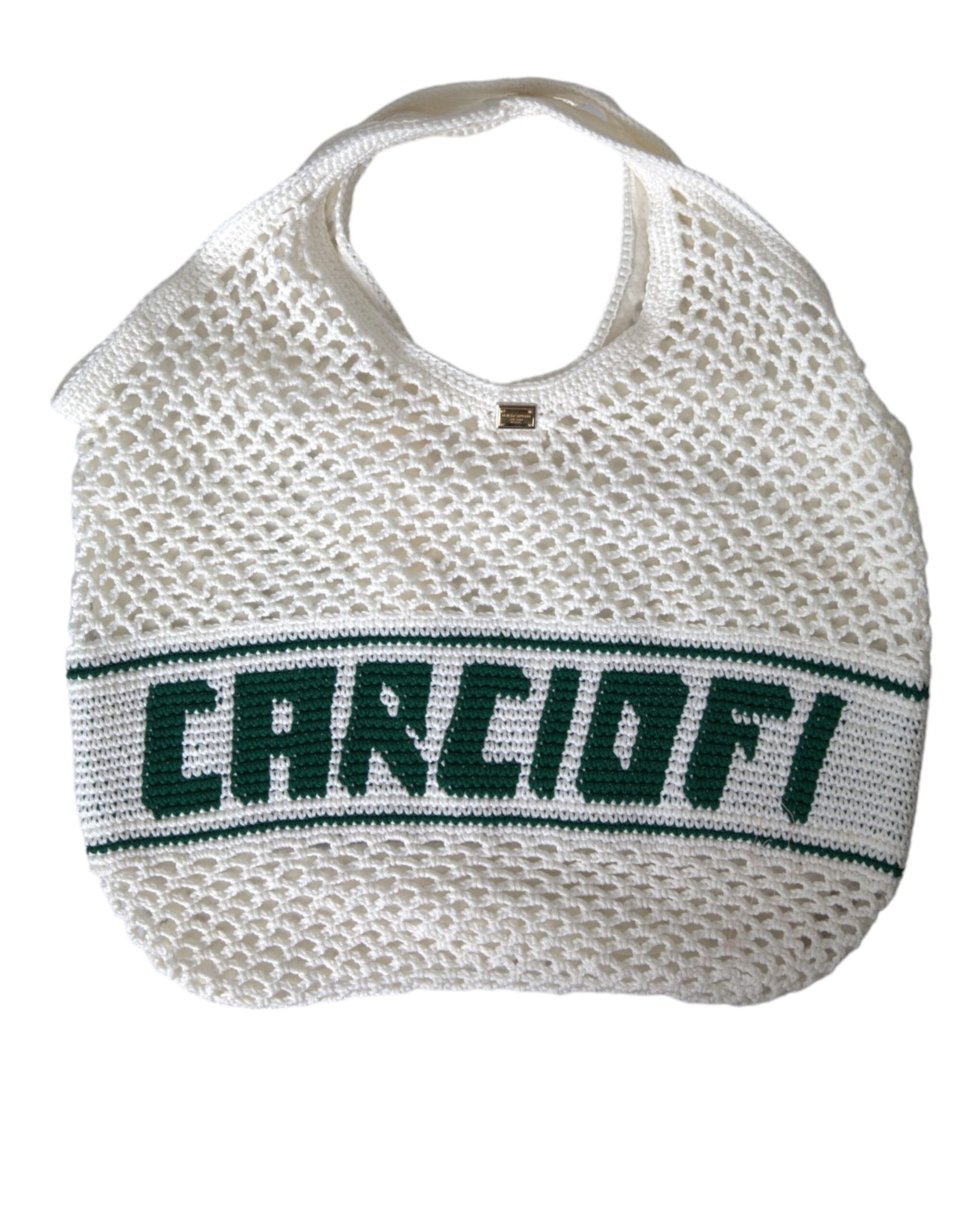Sac cabas Dolce &amp; Gabbana en coton tricoté blanc et vert avec logo