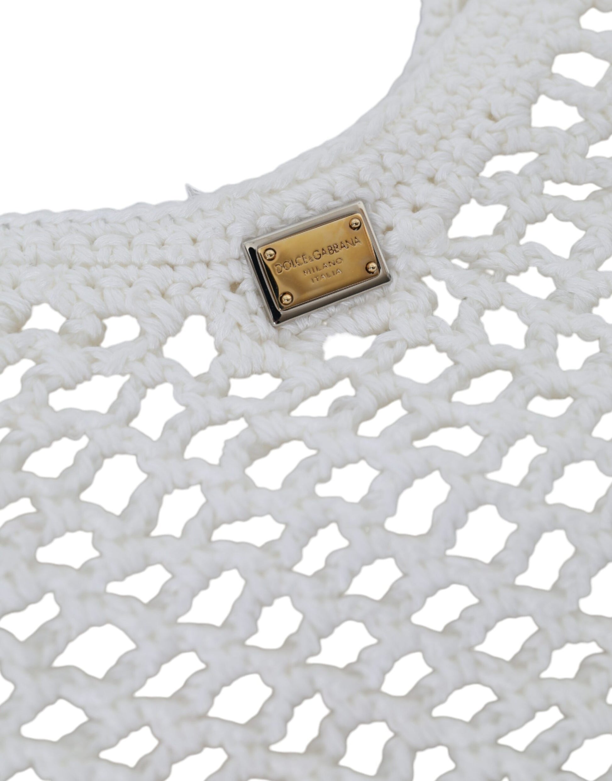 Sac cabas Dolce &amp; Gabbana en coton tricoté blanc et vert avec logo