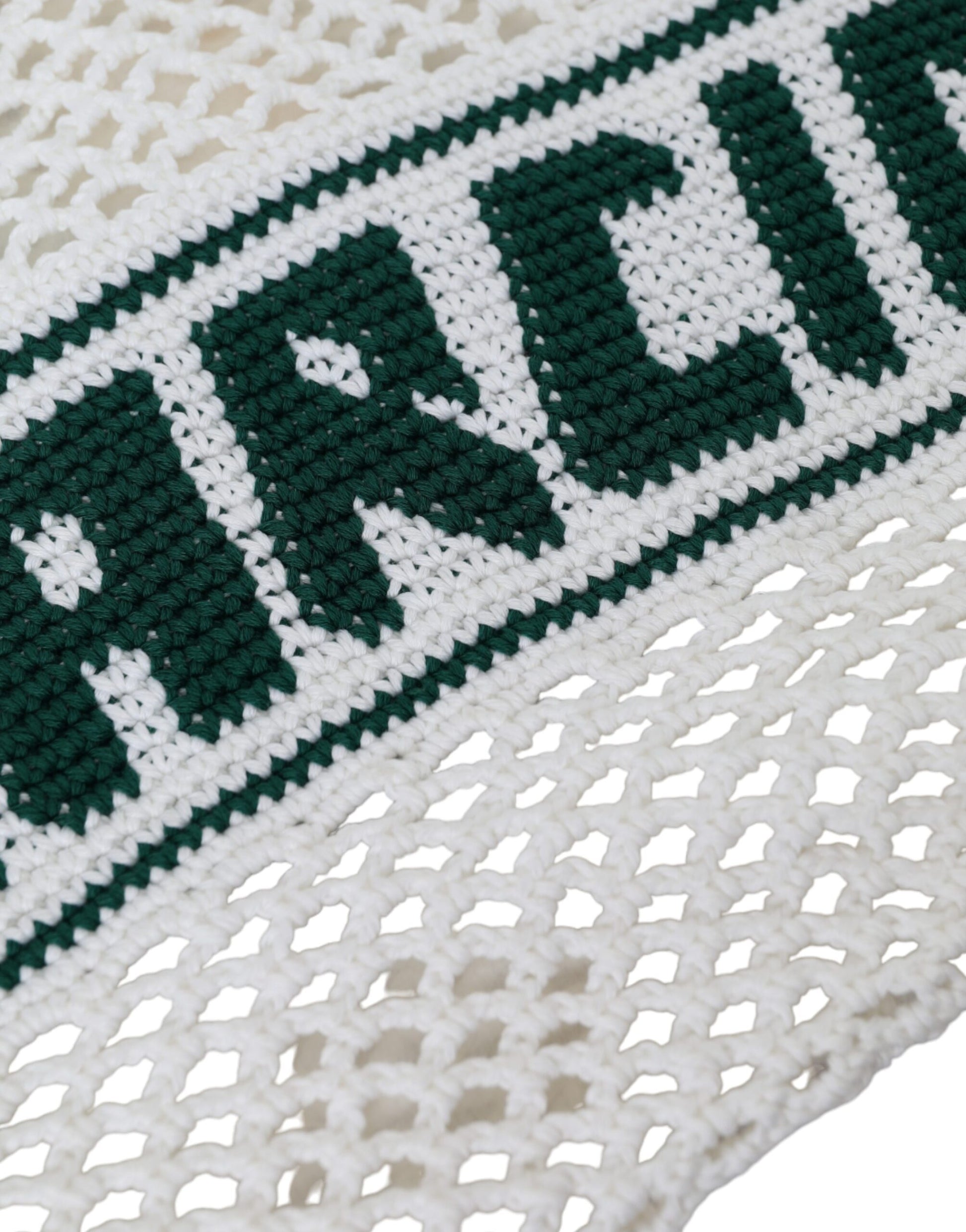 Sac cabas Dolce &amp; Gabbana en coton tricoté blanc et vert avec logo