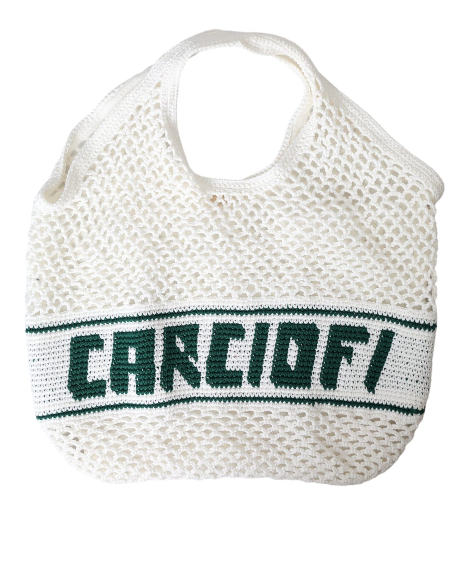 Sac cabas Dolce &amp; Gabbana en coton tricoté blanc et vert avec logo