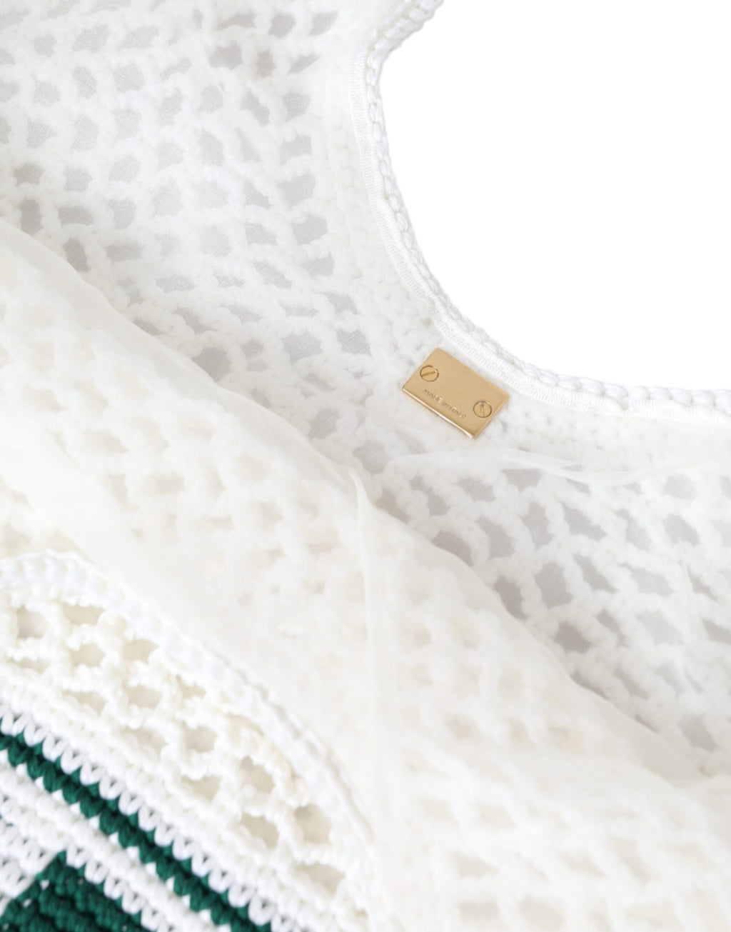 Sac cabas Dolce &amp; Gabbana en coton tricoté blanc et vert avec logo