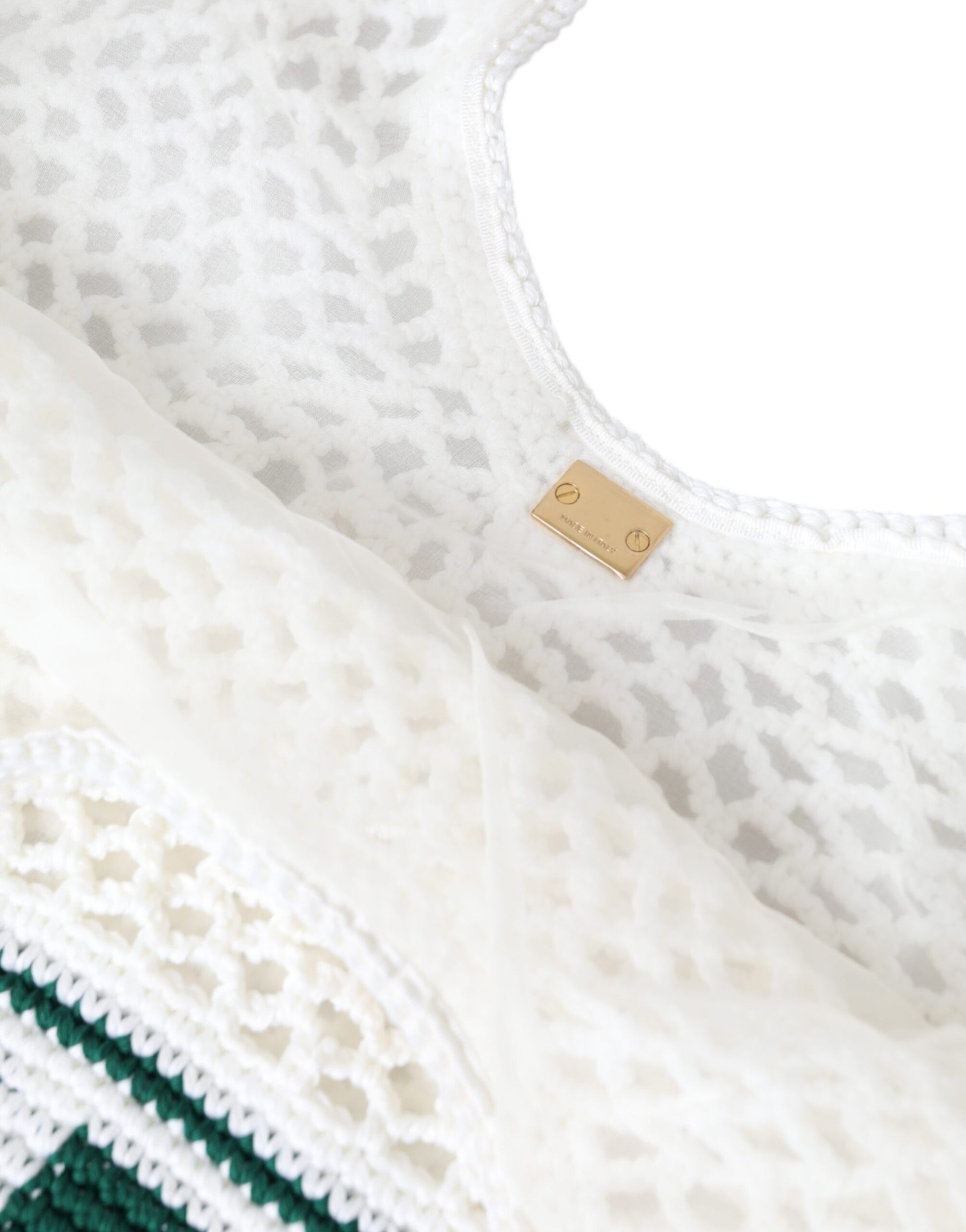 Sac cabas Dolce &amp; Gabbana en coton tricoté blanc et vert avec logo