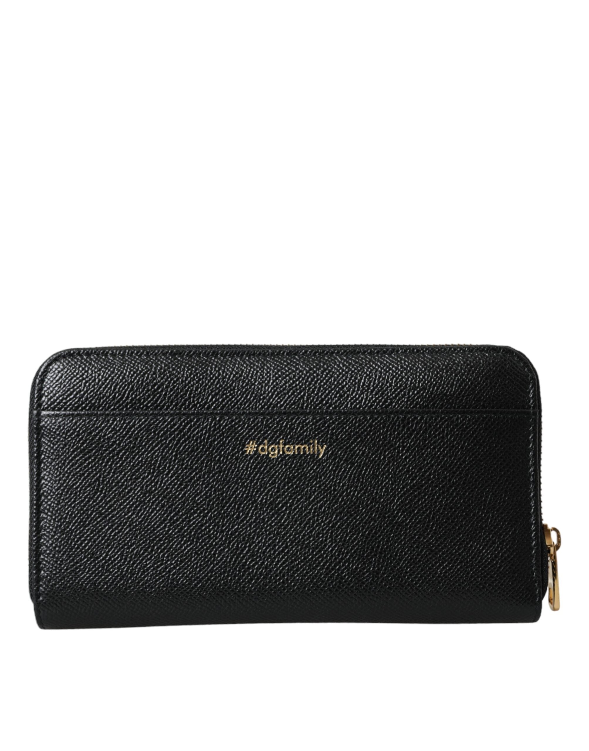 Portefeuille continental zippé Dolce &amp; Gabbana en cuir noir et bleu #DGFAMILY pour homme