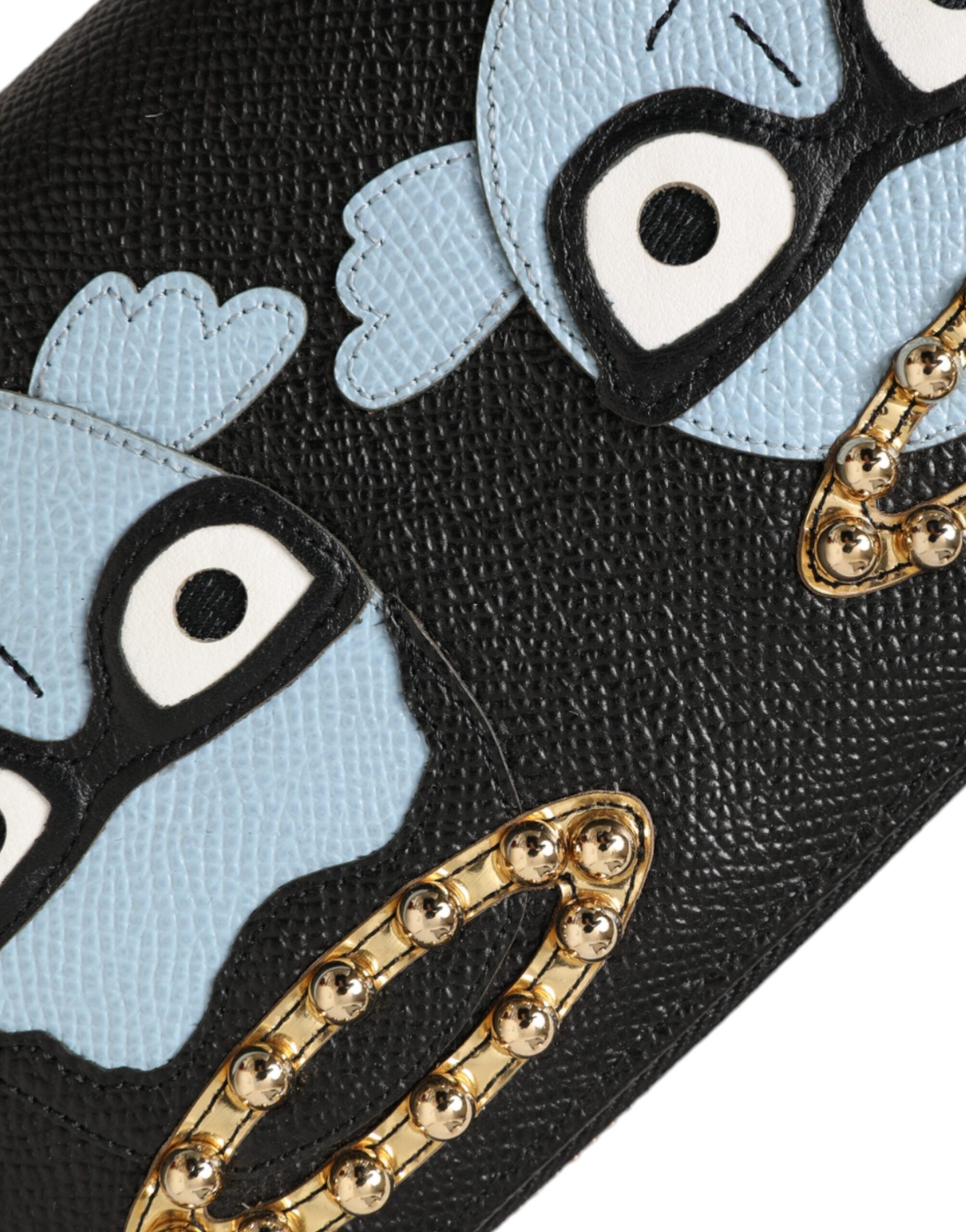 Portefeuille continental zippé Dolce &amp; Gabbana en cuir noir et bleu #DGFAMILY pour homme