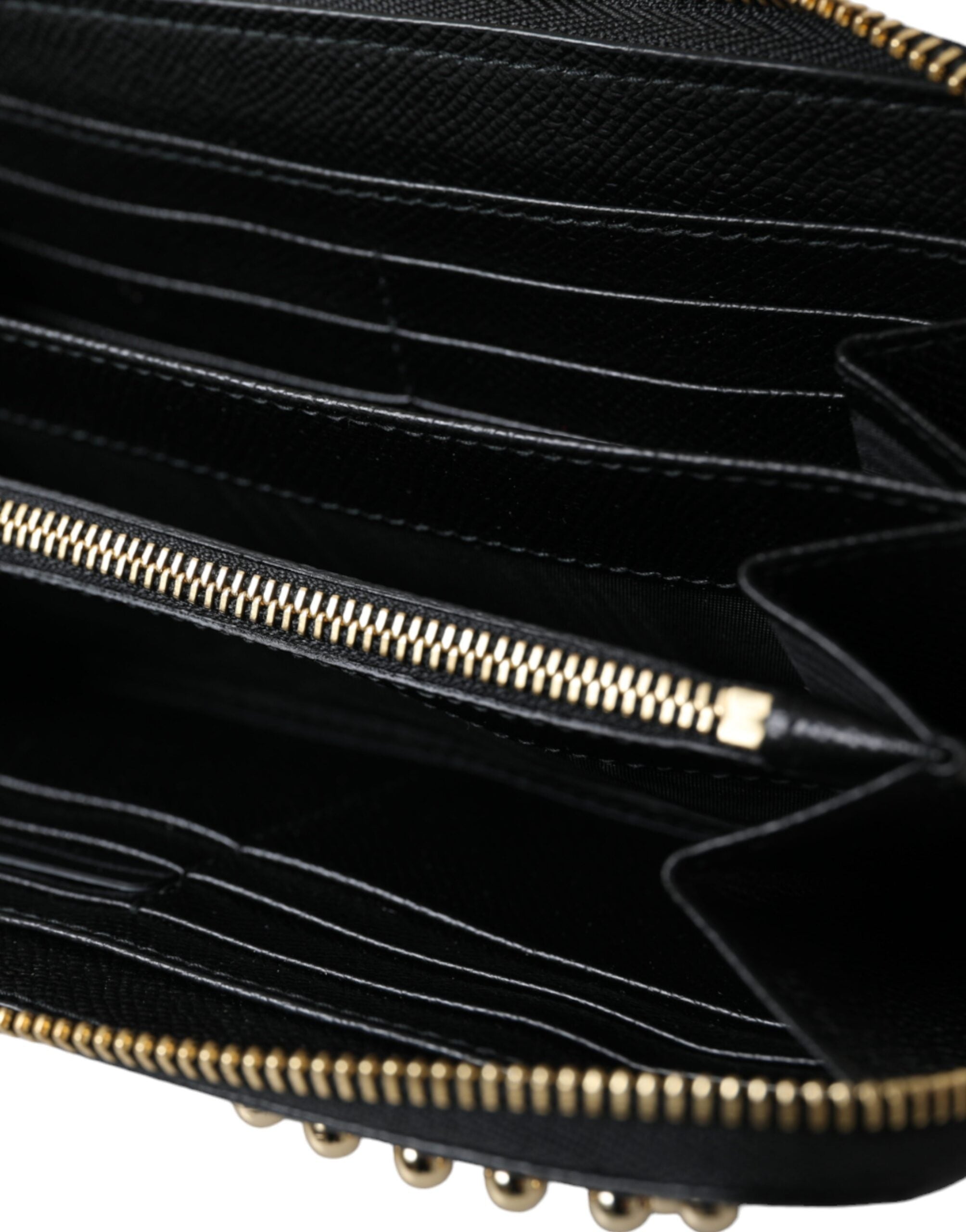 Portefeuille continental zippé Dolce &amp; Gabbana en cuir noir et bleu #DGFAMILY pour homme
