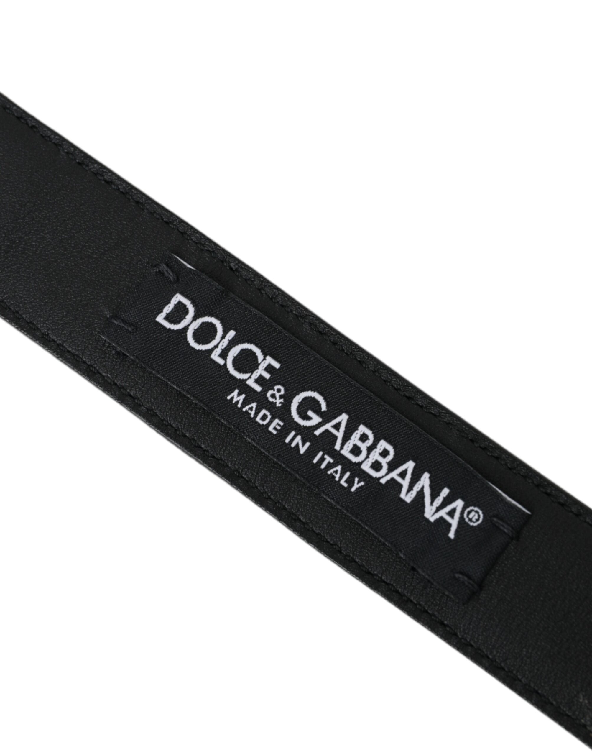 Ceinture Dolce &amp; Gabbana en cuir perforé marron foncé avec boucle en métal pour homme