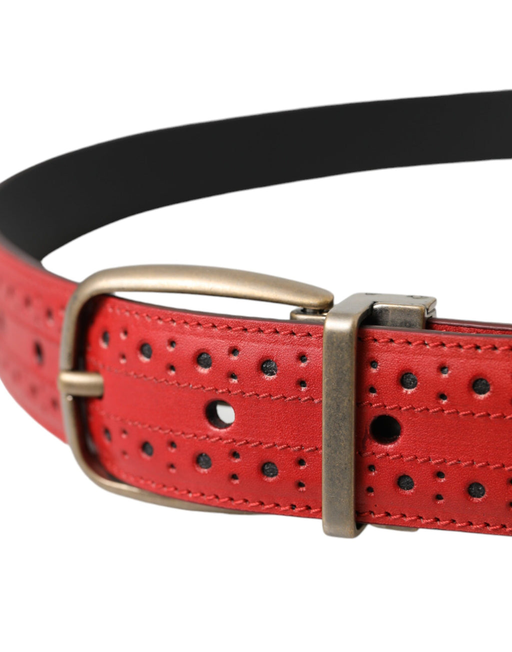 Dolce &amp; Gabbana Roter Gürtel aus perforiertem Leder mit Metallschnalle Herren