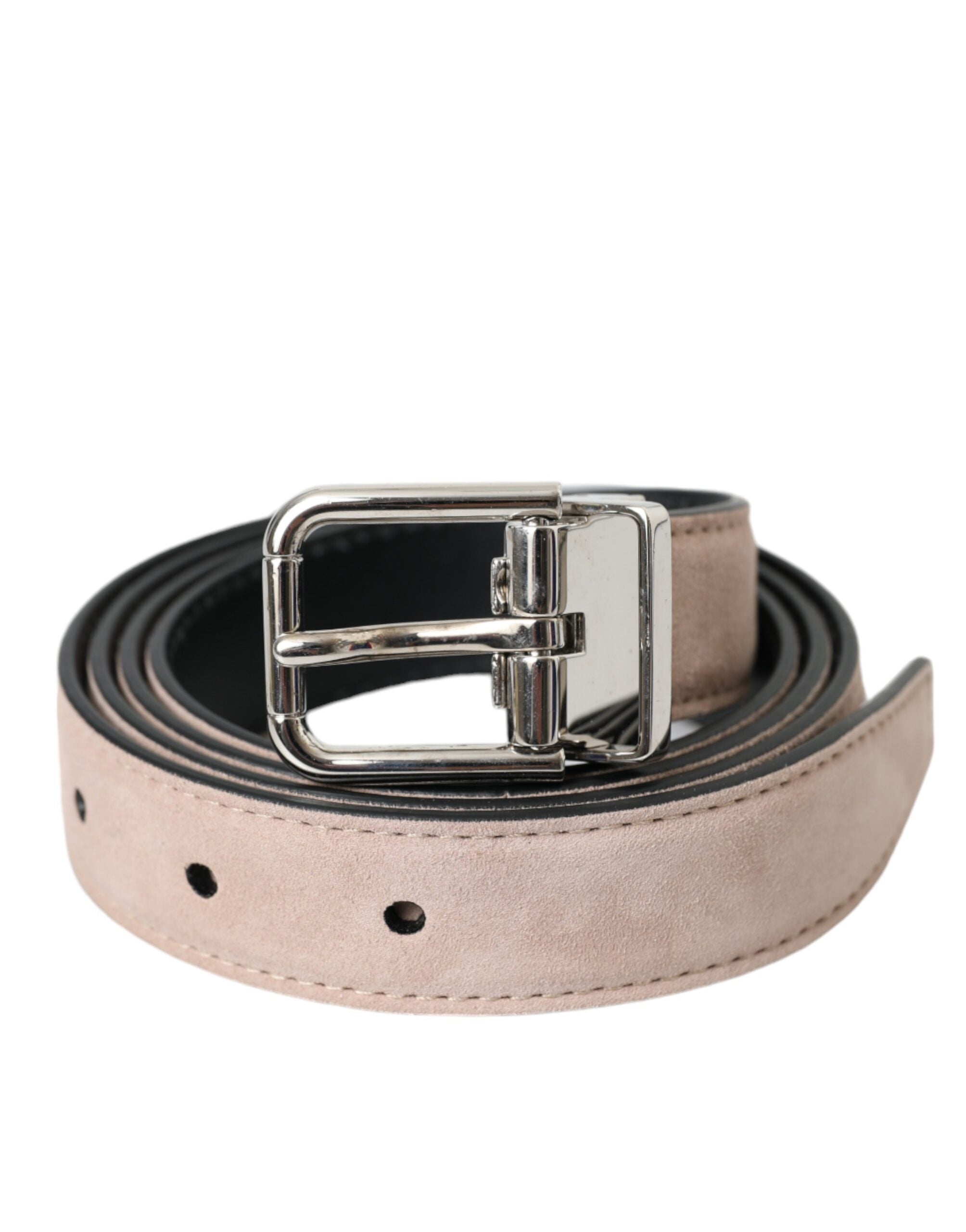 Ceinture Dolce &amp; Gabbana en daim beige avec boucle argentée pour homme