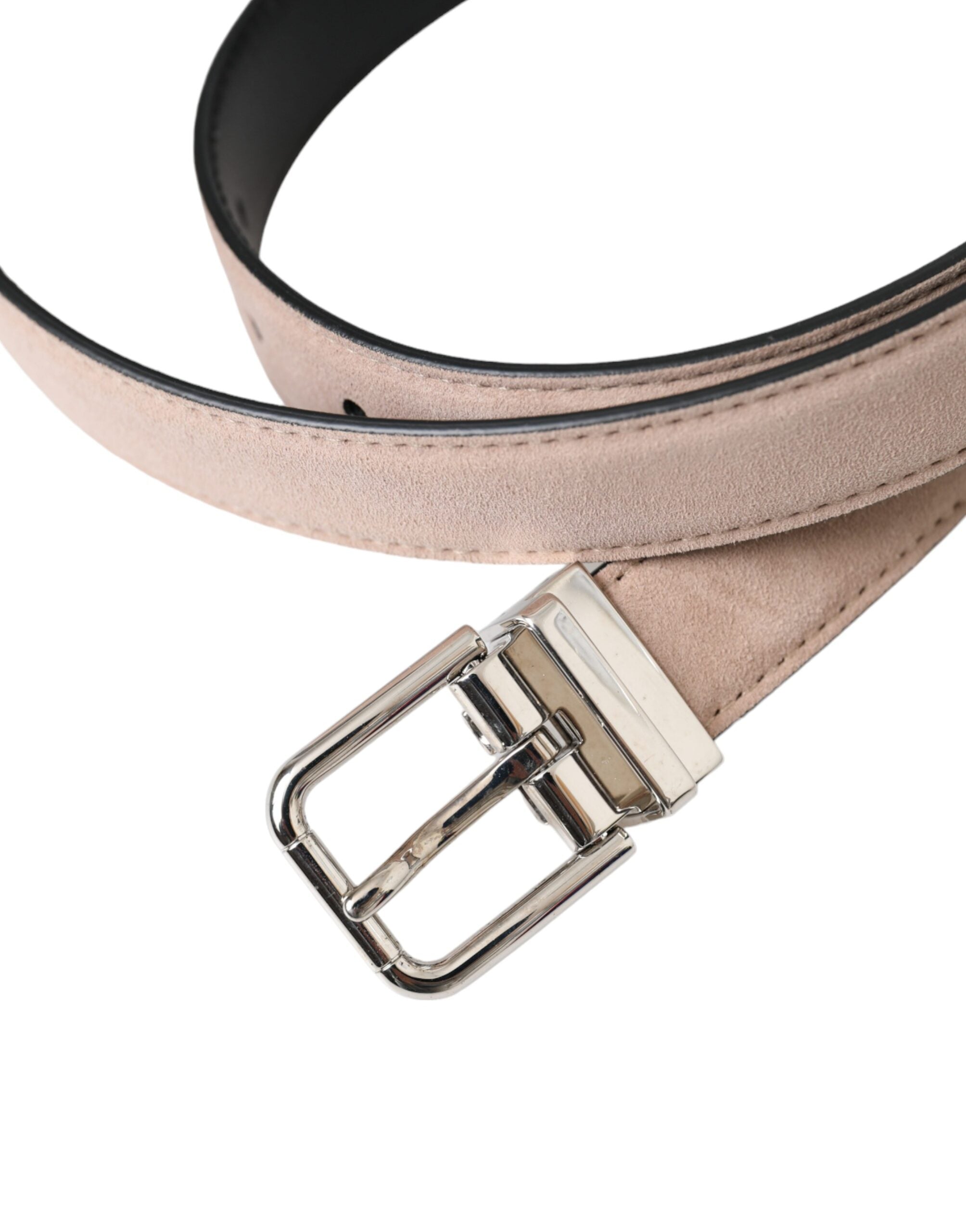 Ceinture Dolce &amp; Gabbana en daim beige avec boucle argentée pour homme