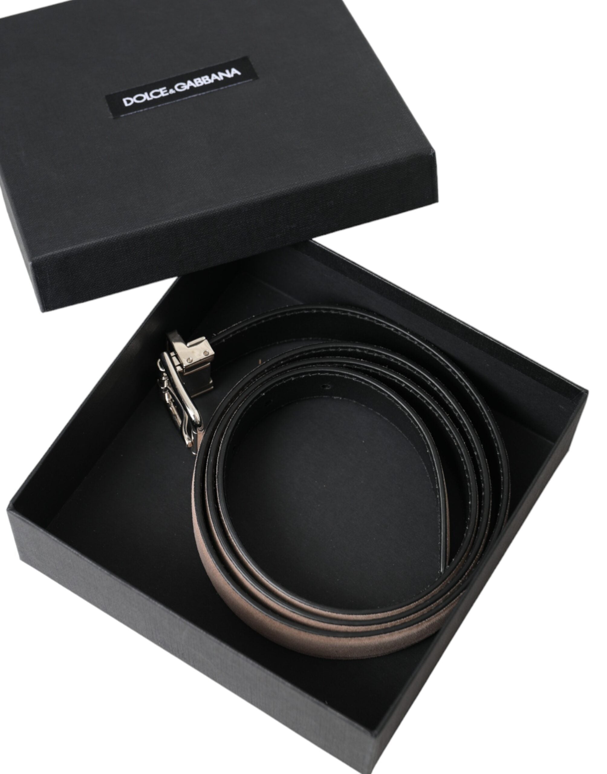 Ceinture Dolce &amp; Gabbana en daim beige avec boucle argentée pour homme
