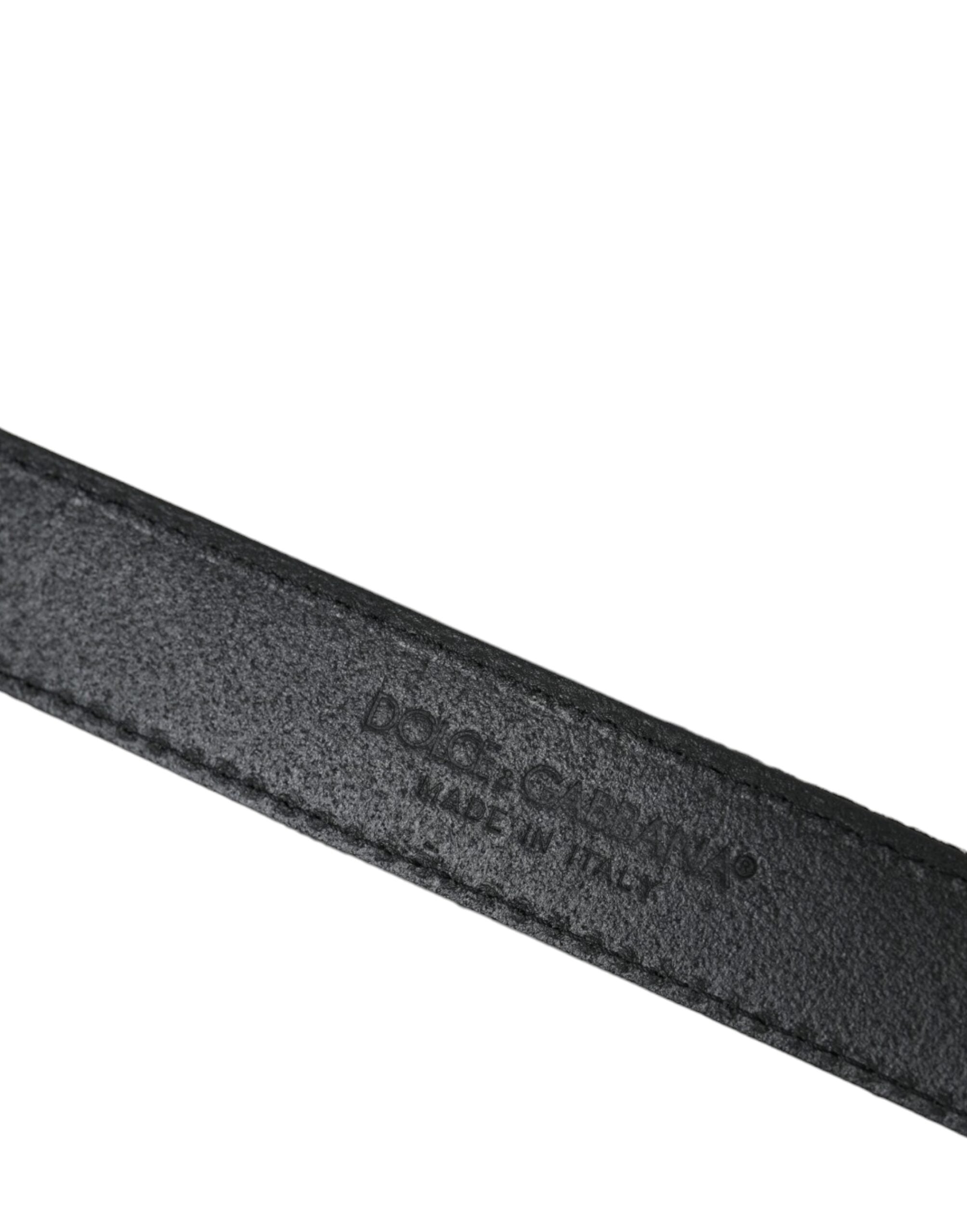 Ceinture Dolce &amp; Gabbana à rayures jacquard noires et boucle en métal argenté