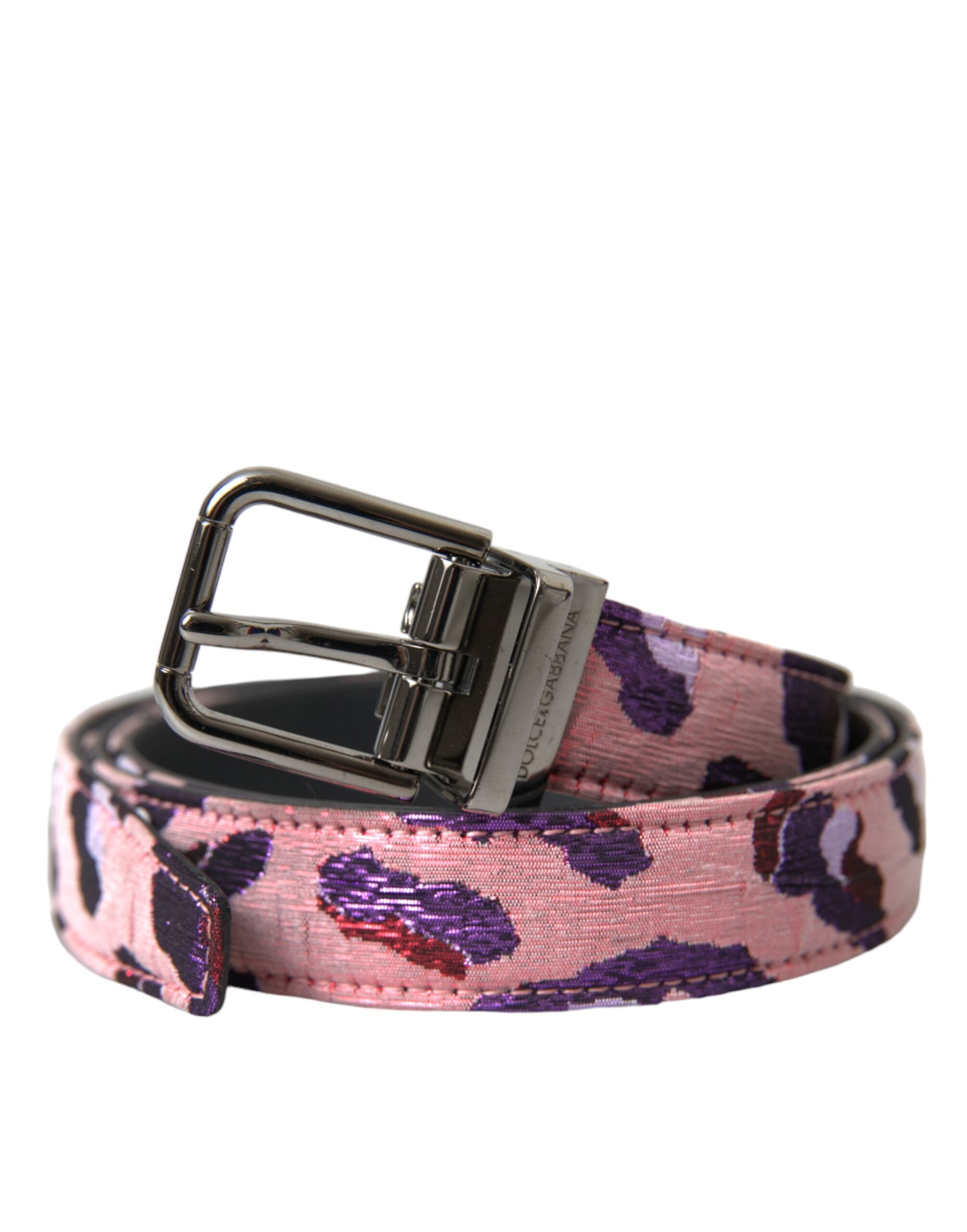 Ceinture Dolce &amp; Gabbana en cuir jacquard multicolore avec boucle en métal