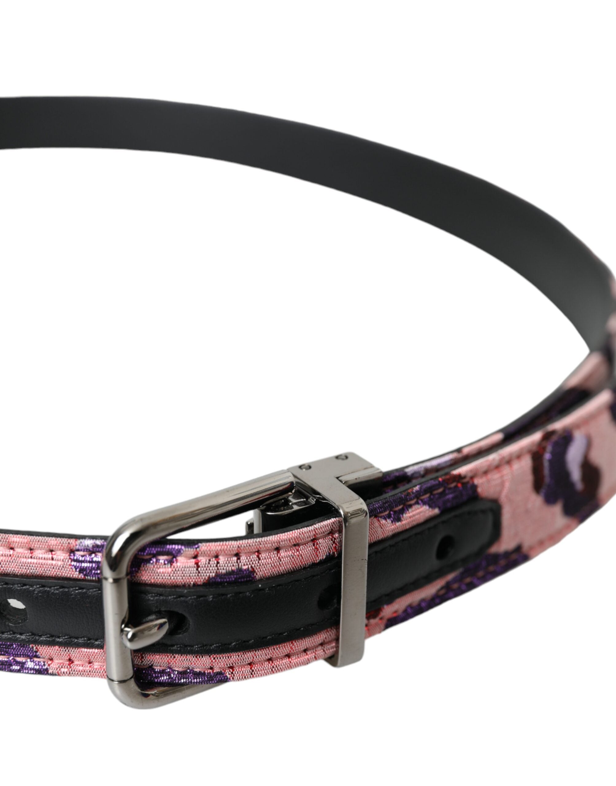 Ceinture Dolce &amp; Gabbana en cuir jacquard multicolore avec boucle en métal