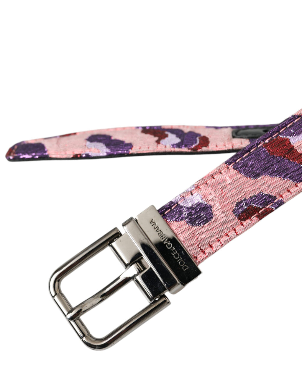 Ceinture Dolce &amp; Gabbana en cuir jacquard multicolore avec boucle en métal