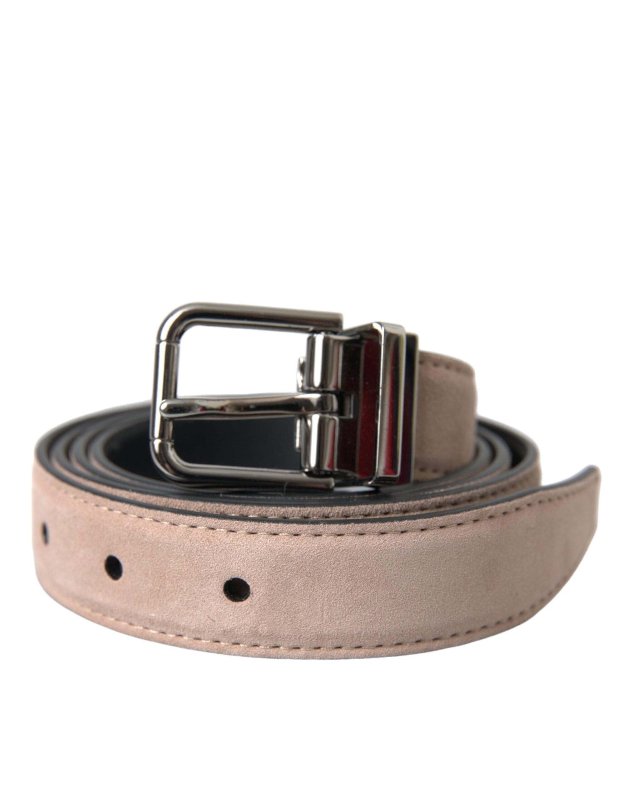 Ceinture Dolce &amp; Gabbana en daim beige avec boucle argentée pour homme
