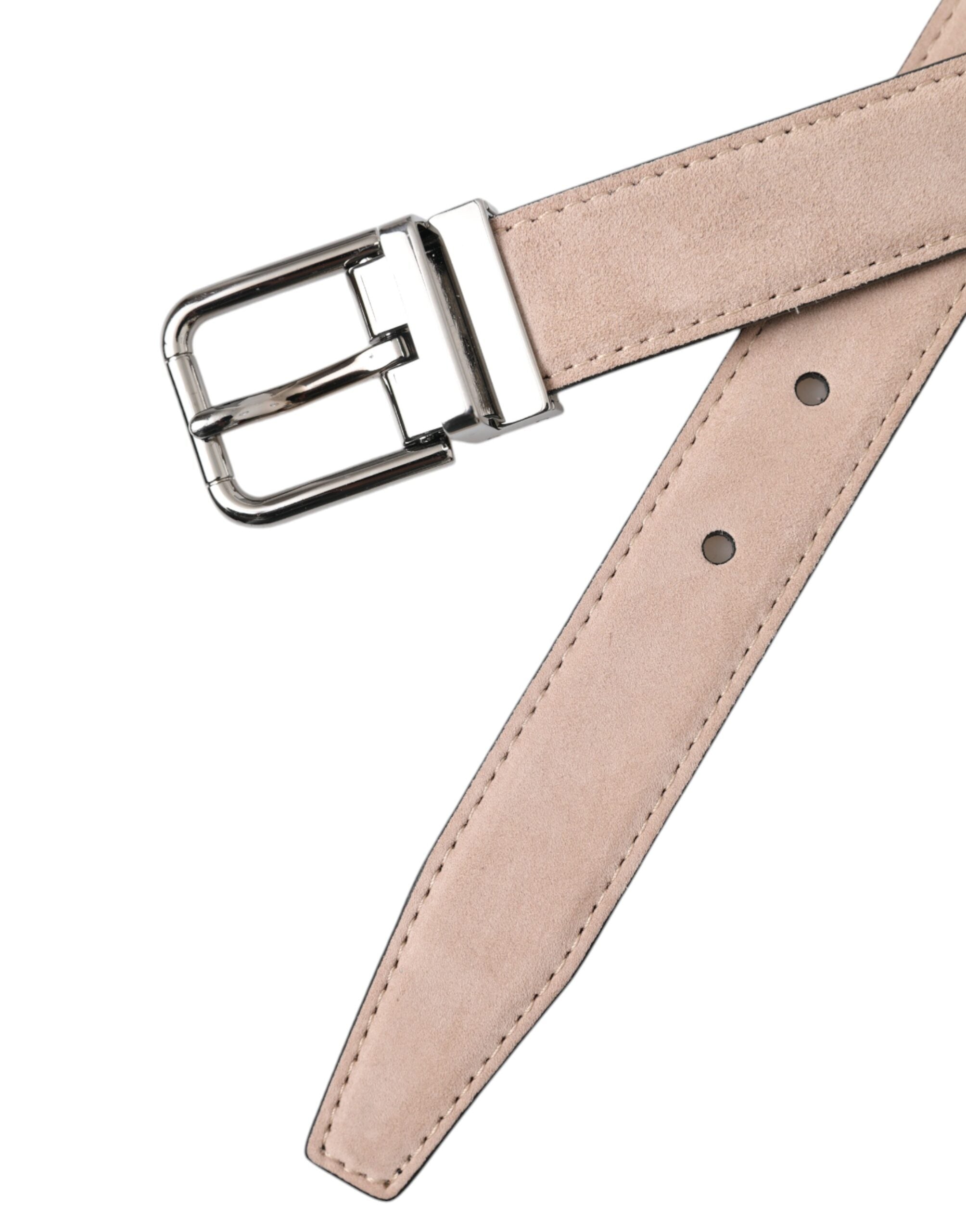 Ceinture Dolce &amp; Gabbana en daim beige avec boucle argentée pour homme