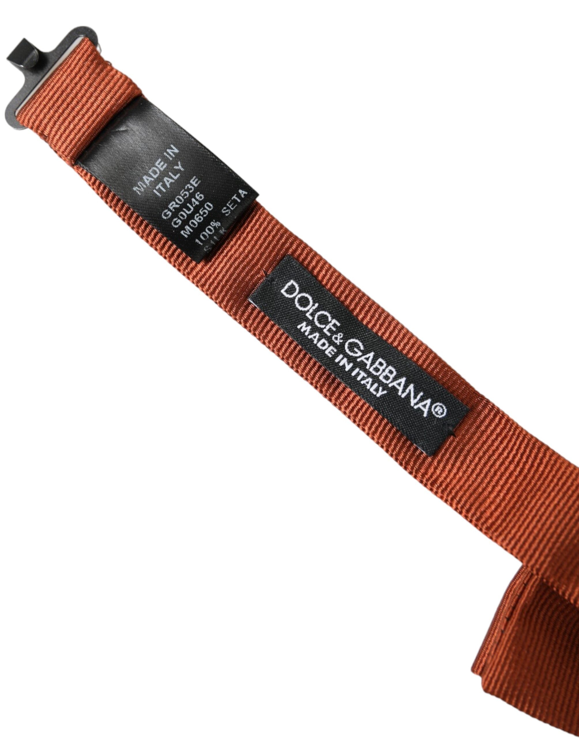Dolce &amp; Gabbana Herrenfliege aus brauner Seide mit verstellbarem Hals