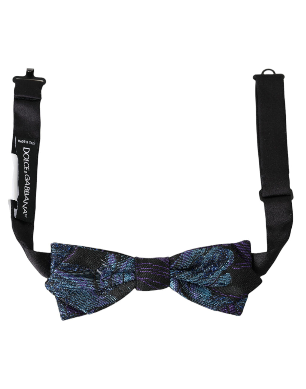 Dolce &amp; Gabbana Schwarz-Blaue Brokat-Fliege für Herren mit verstellbarem Hals
