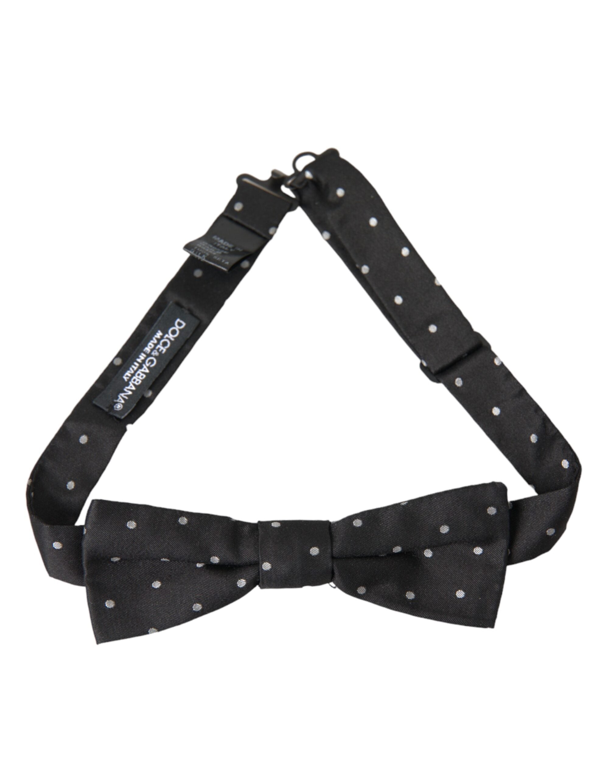Dolce &amp; Gabbana Schwarz-Weiß Polka Dot Seide Herren Fliege