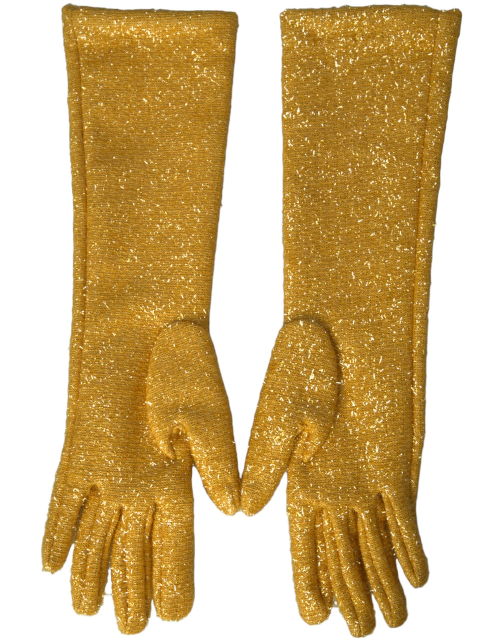 Dolce &amp; Gabbana – Goldene Lurex-Fantasia-Handschuhe in Mittellänge