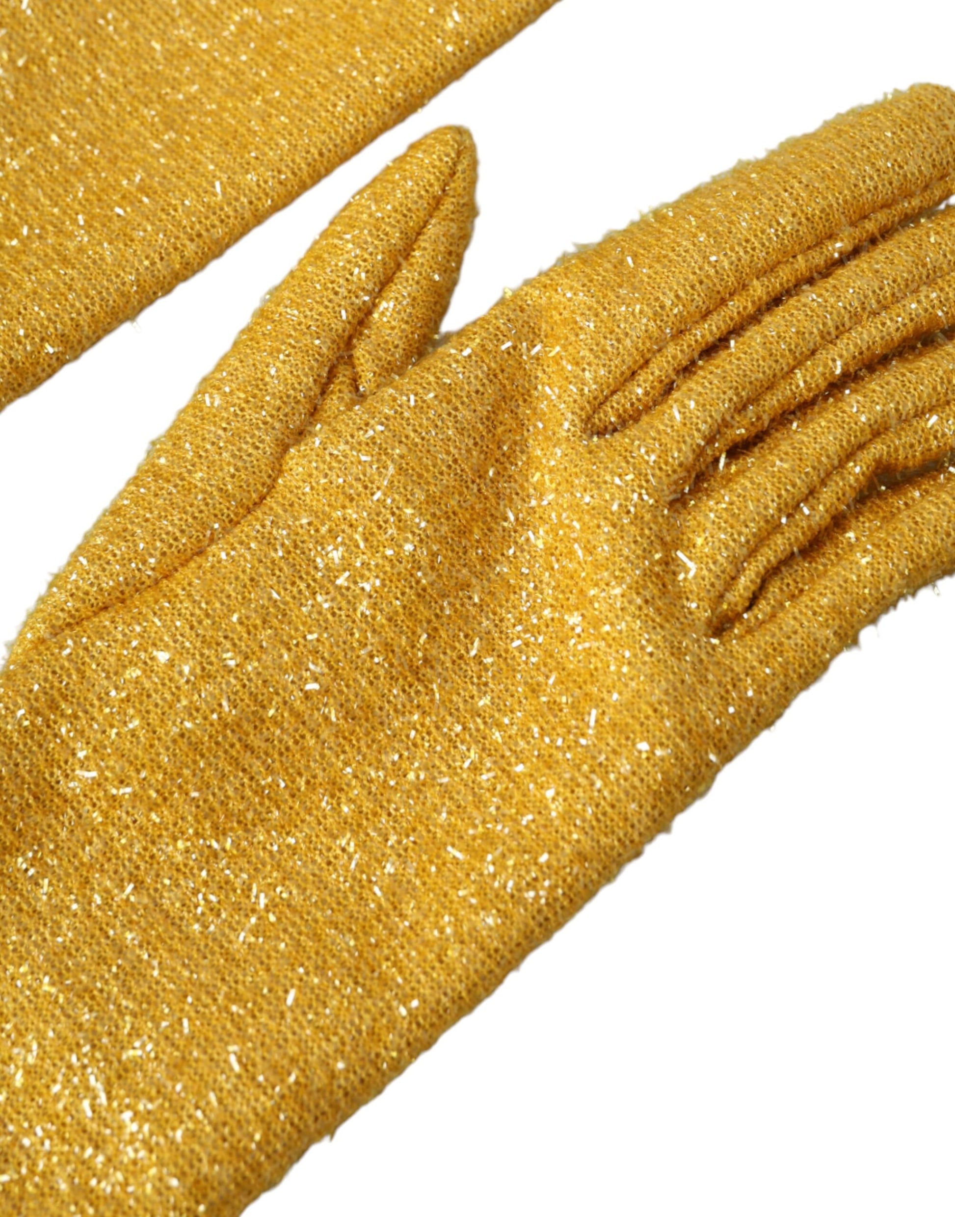 Dolce &amp; Gabbana – Goldene Lurex-Fantasia-Handschuhe in Mittellänge